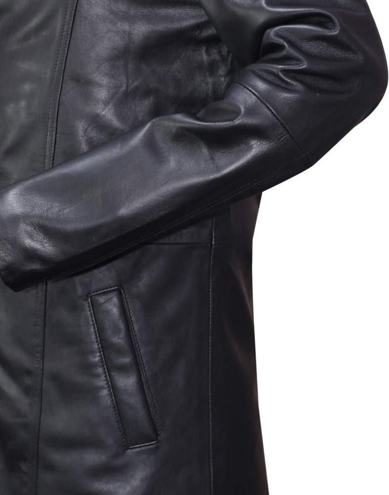 Genuine Sheepskin Leather Trench Coat for Men - Waterproof Raincoat, Long 3/4 Length Real Leather Jacket - AS/NZ-7219059 | Perfect for Outdoor Activities, Business Casual & Winter Fashion
