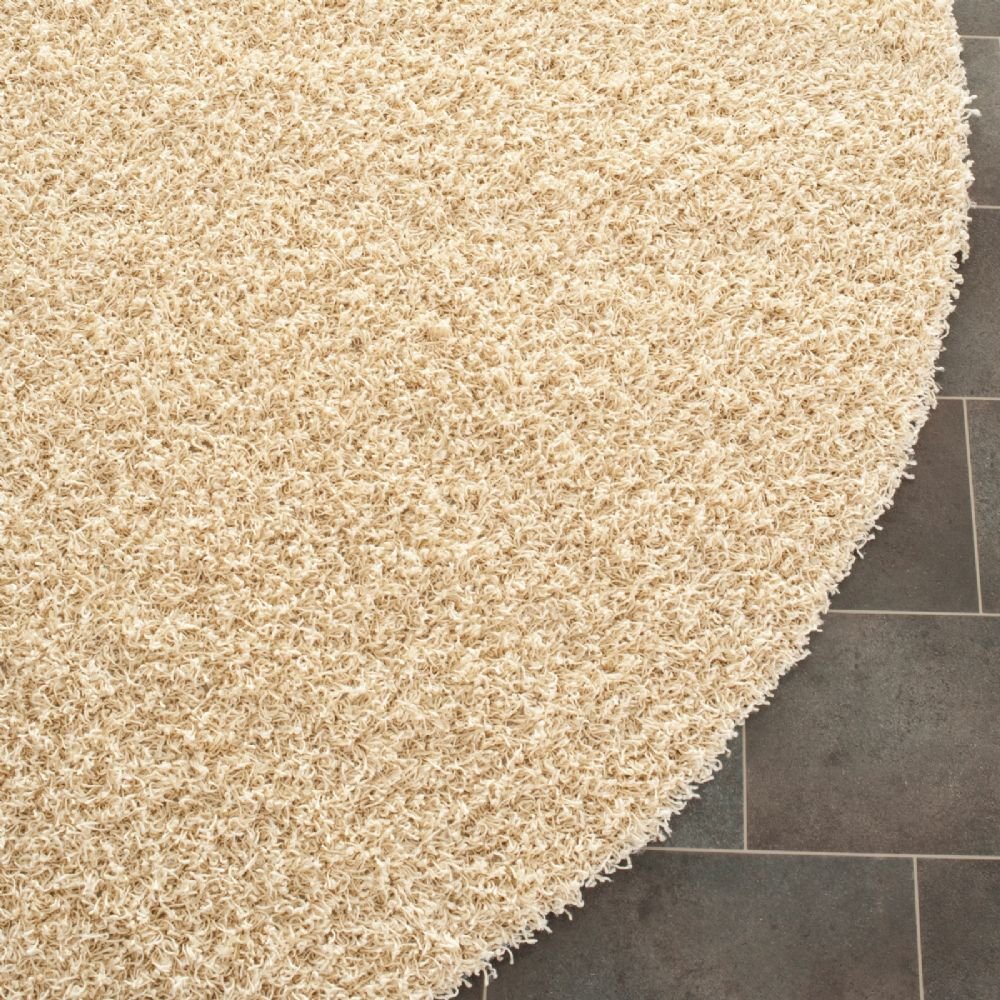 Soft Round Shag Area Rug in Cream (7 ft. Diameter) - Plush Fluffy Living Room Carpet for Bedroom, Nursery & Cozy Home Decor
