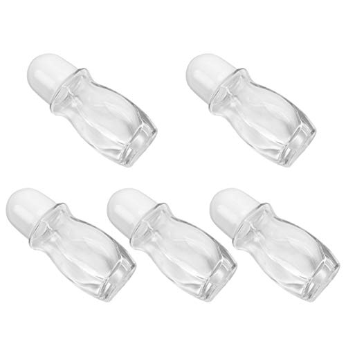 FOMIYES 5-Pack 50ml Clear Glass Essential Oil Roller Bottles - Refillable Dropper Bottles for Perfume, Aromatherapy & Travel - Portable Leak-Proof Containers for Home, Business & DIY Projects (White)
