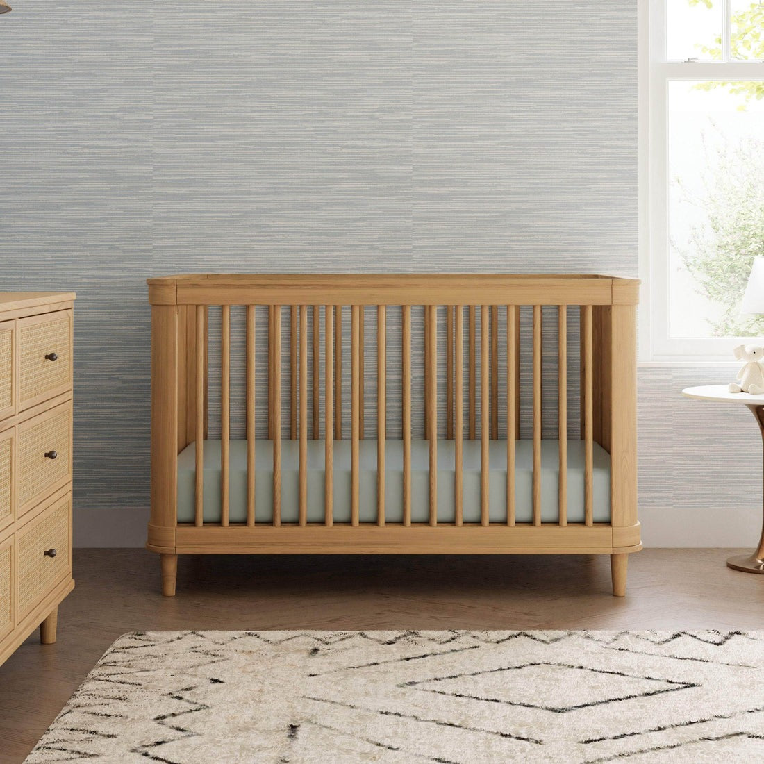 3-in-1 Convertible Baby Crib with Canopy - White Nursery Furniture for Newborns to Toddlers | Perfect for Bedrooms, Daycares & Nursery Rooms