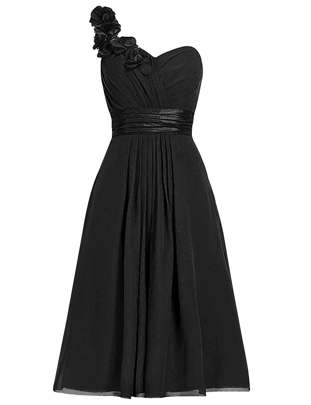 Elegant One Shoulder Short Bridesmaid Dress for Evening Prom - Floral Lace Women's Party Gown | Perfect for Weddings, Cocktail Parties & Formal Events
