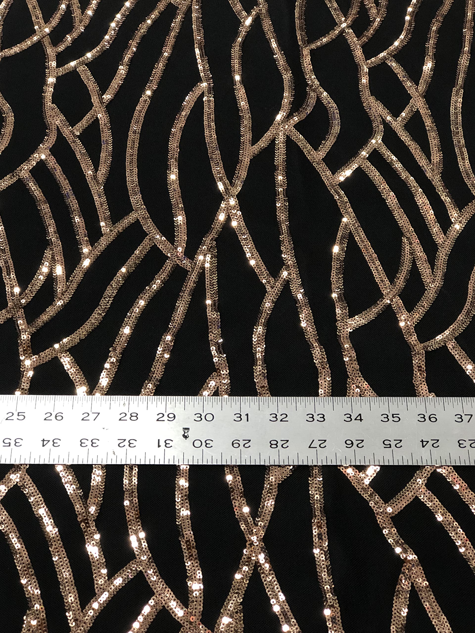 Rose Gold Sequins on 100% Polyester Mesh Fabric by The Yard - Perfect for DIY Costumes, Evening Gowns, and Home Decor Projects