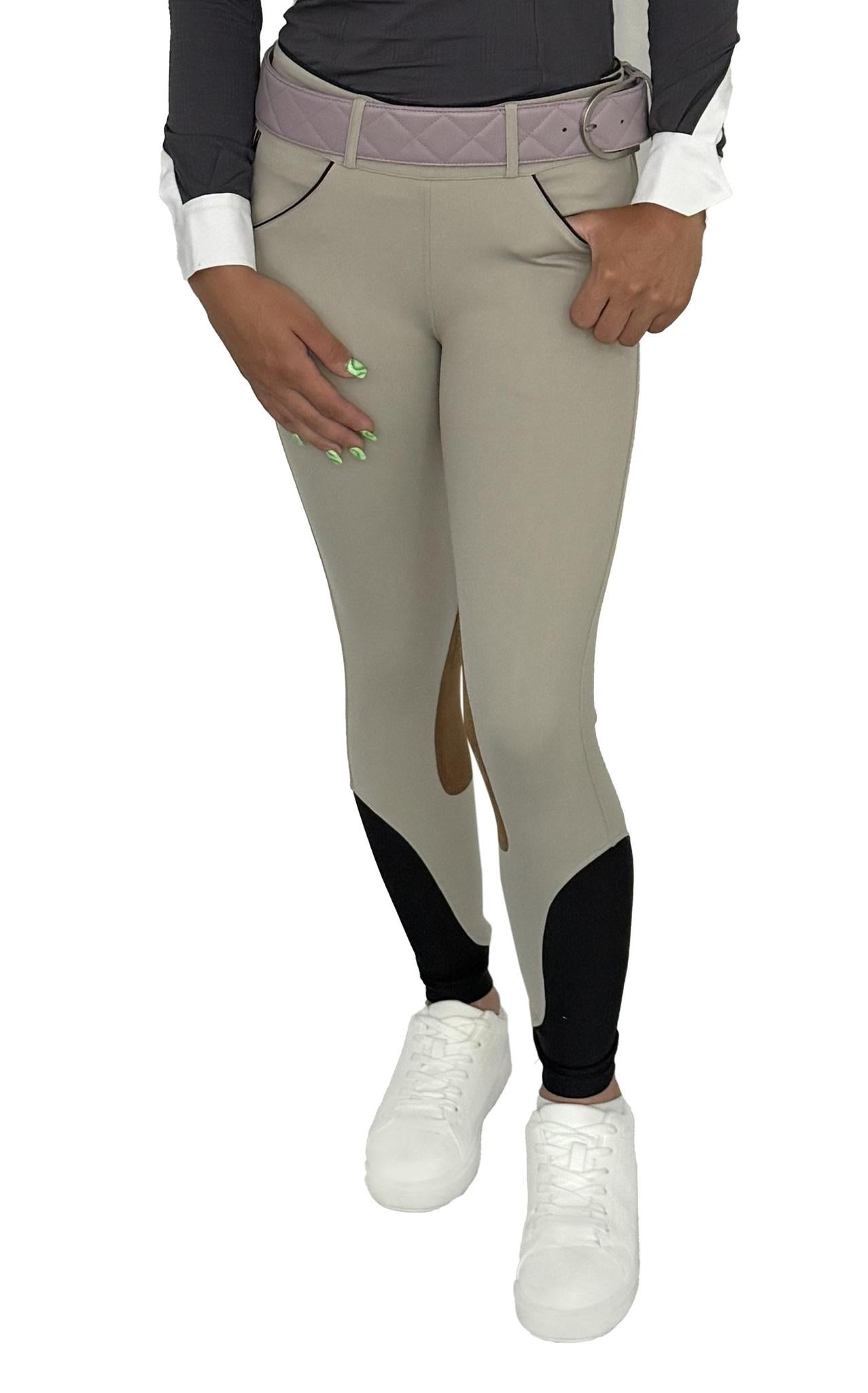 AP Hassinger Derby Knee Patch Breeches - Equestrian Riding Pants for Women - Perfect for Horseback Riding, Show Jumping & Dressage