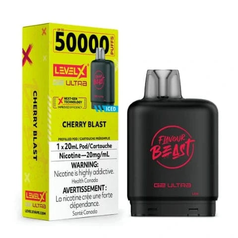 Flavour Beast Level X G2 Ultra Pods - 50,000 Puffs, 20mL E-Liquid, All Flavors | Long-Lasting Vape Pods for All-Day Use | Perfect for Travel, Work & Social Events