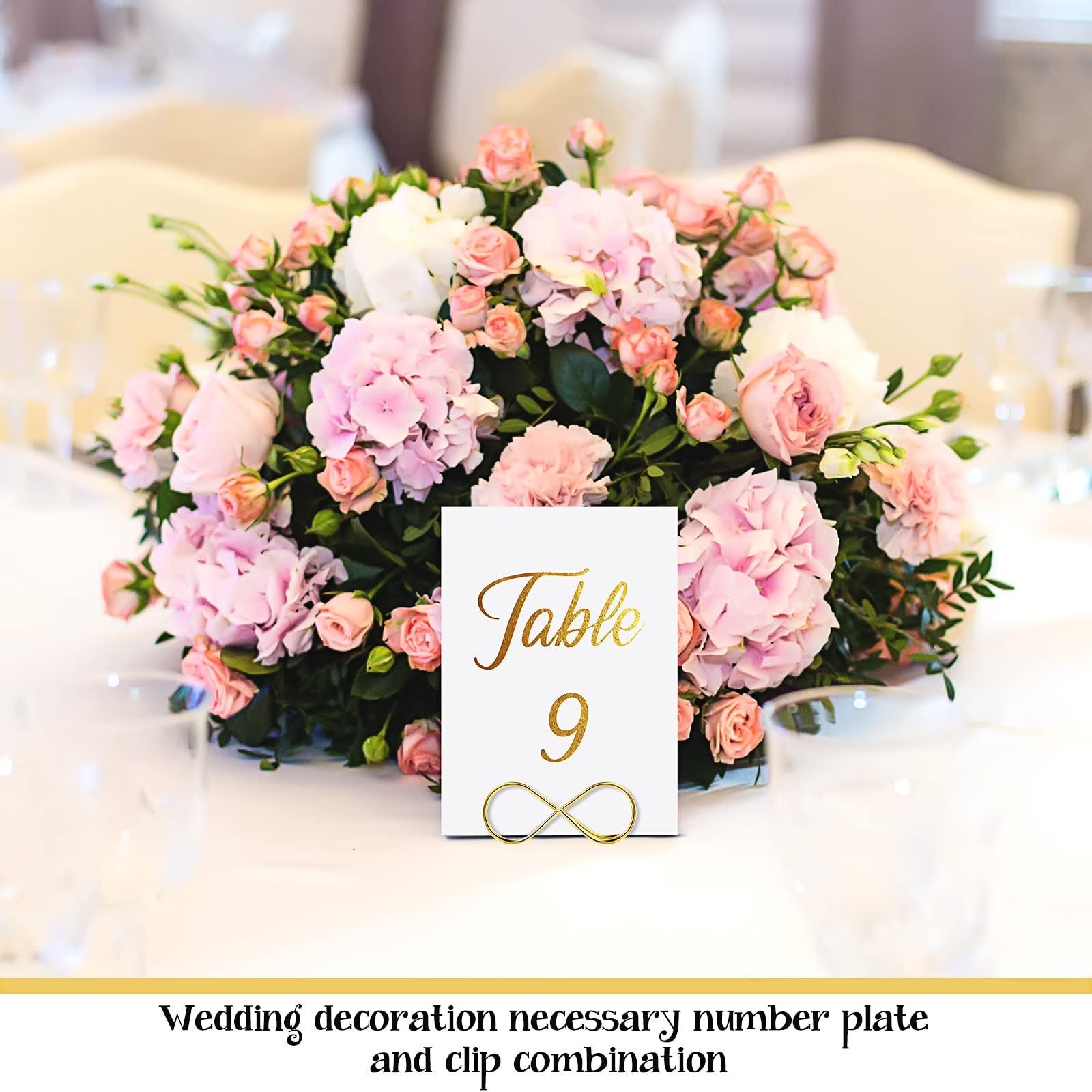 52 Pcs Gold Wedding Table Number Signs with Holder Stands - Elegant Table Seating Labels & Place Card Holders for Wedding Reception, Banquet, and Event Decor