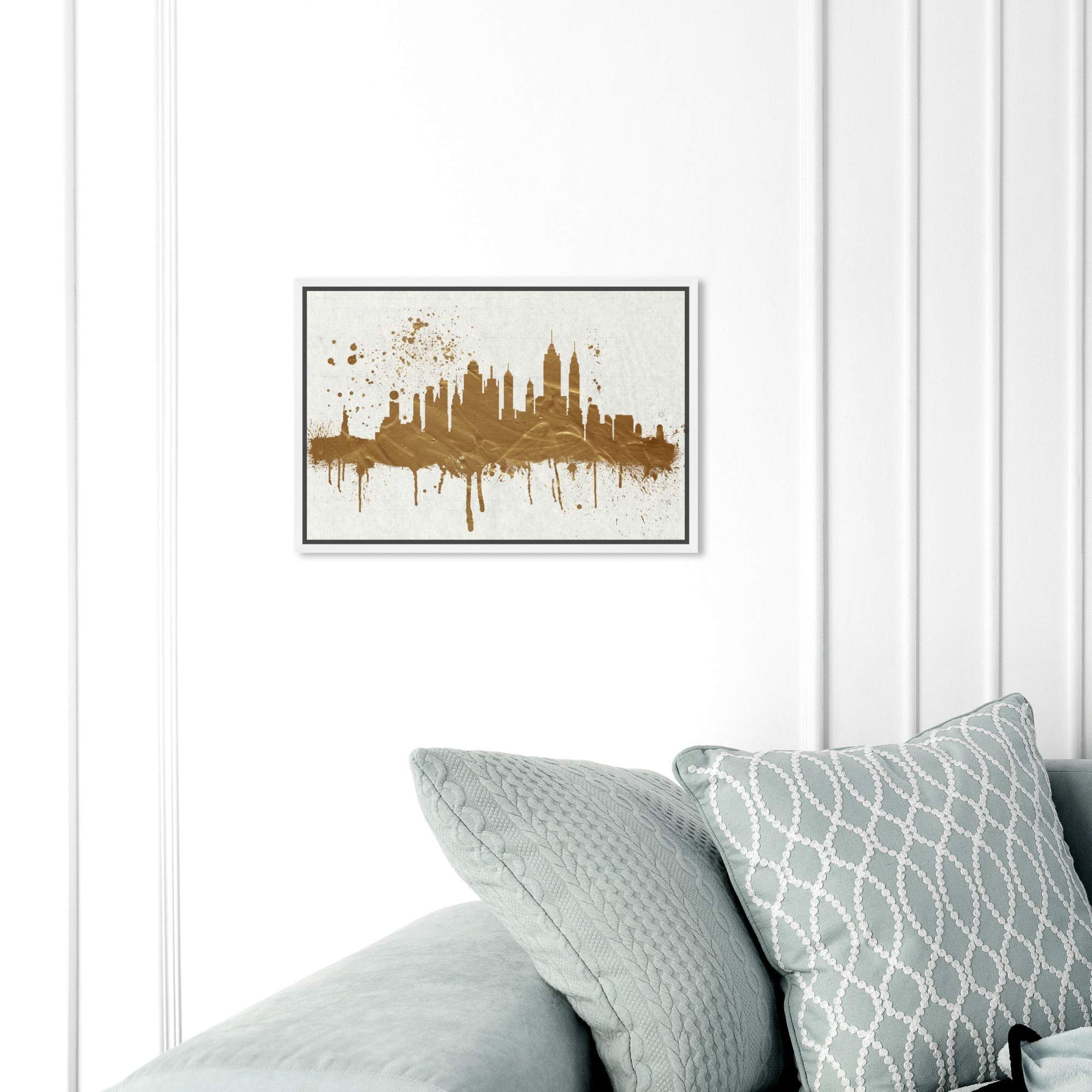 Gold NY Skyline Wall Art Canvas Print - Modern Cityscape Decor for Living Room, Office & Bedroom | Cities and Skylines Collection