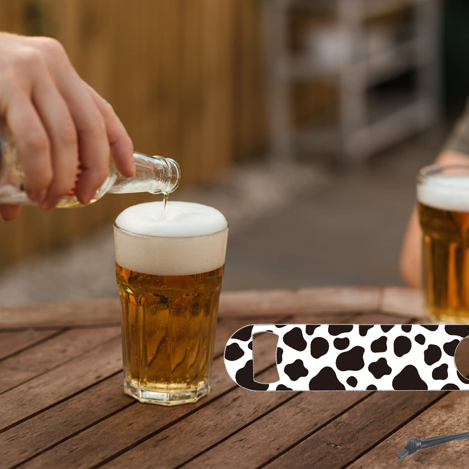 Funny Black and White Cow Print Stainless Steel Bartender Bottle Opener - Durable Bar Tool for Men & Women - Perfect Gift for Boyfriend, Girlfriend, Friends - Ideal for Kitchen, Bar, Restaurant & Home Parties