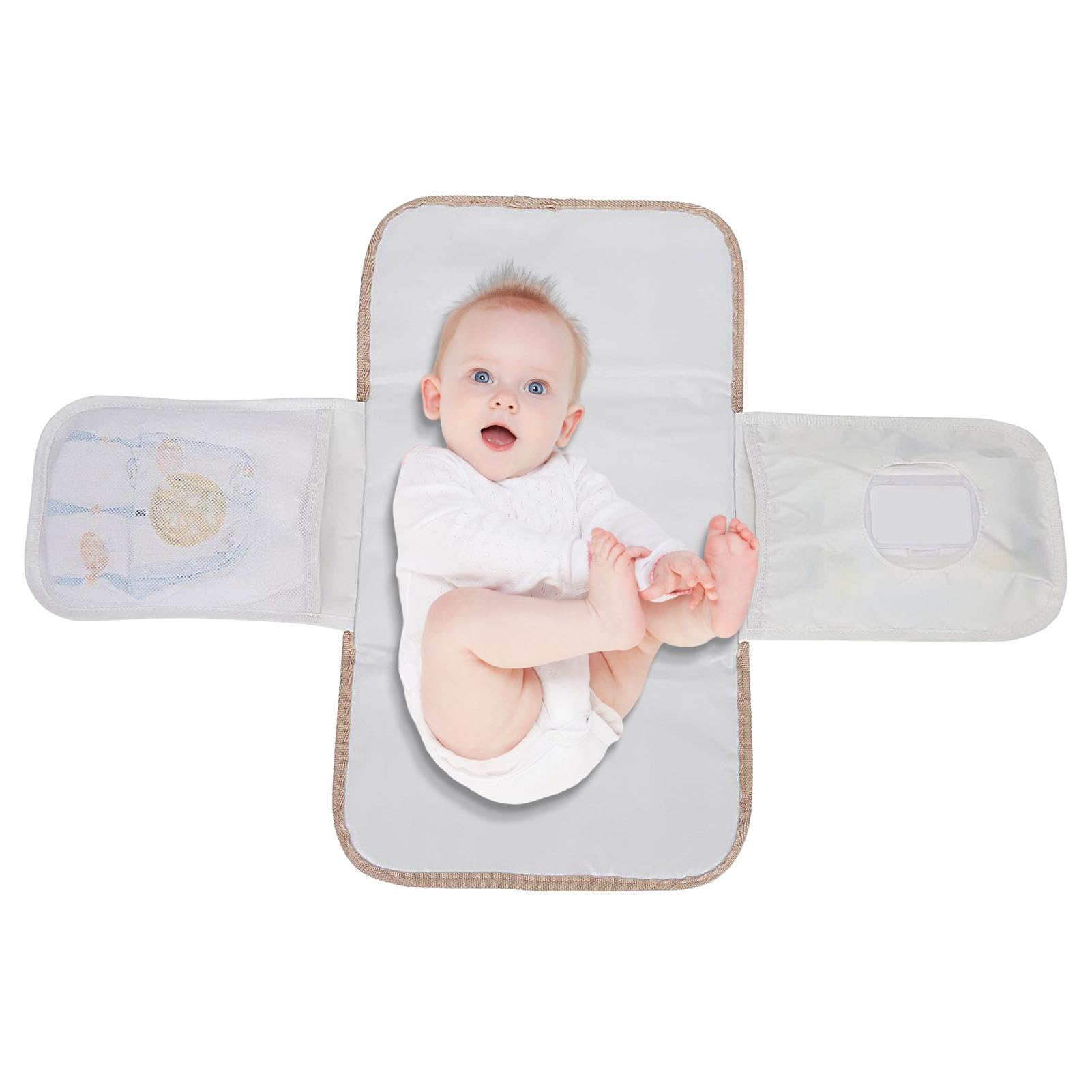 Portable Baby Changing Pad - Foldable, Washable & Lightweight Travel Changing Mat with Classic Stripes for Diaper Changes at Home or On the Go | Perfect for Nursery, Car, Stroller & Travel Essentials