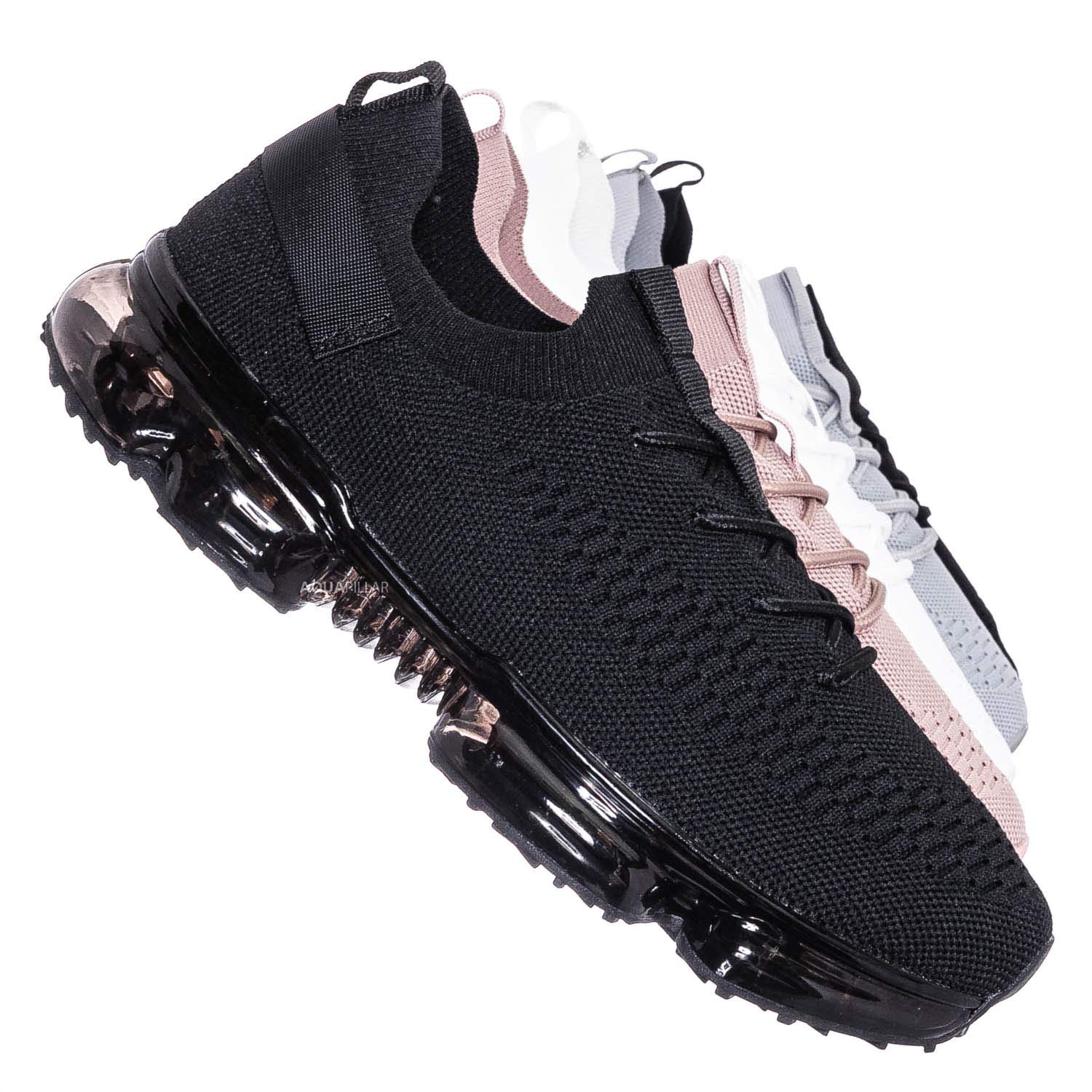 Breathable Stretch Elastic Mesh Sneakers for Women & Men - Lightweight Lace-Up Running Shoes with Air Bubble Cushion for Comfort - Perfect for Gym, Workout, Jogging and Daily Walking