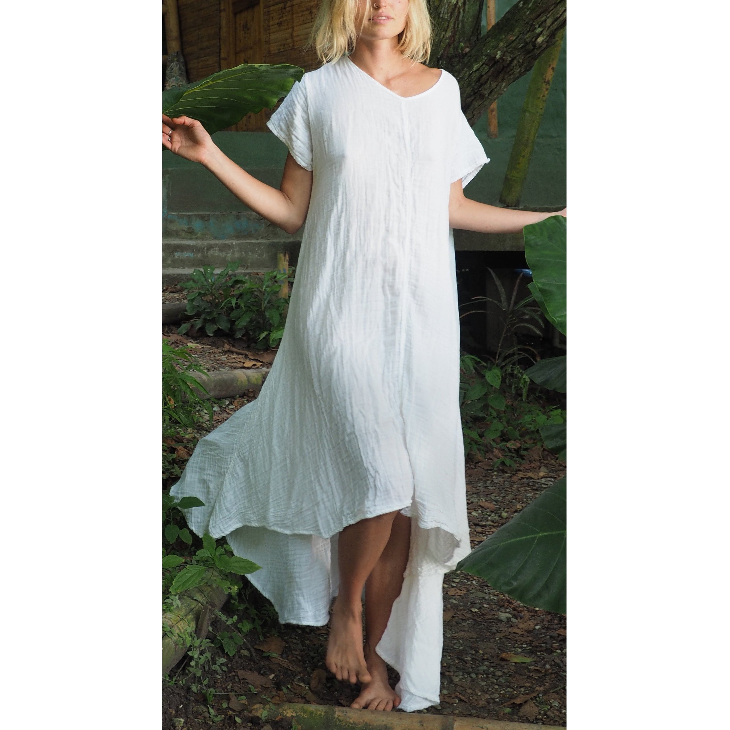 Soft Gauze Tee Dress in Gold - Comfortable & Breathable Women's Casual Summer Dress for Beach, Vacation & Everyday Wear