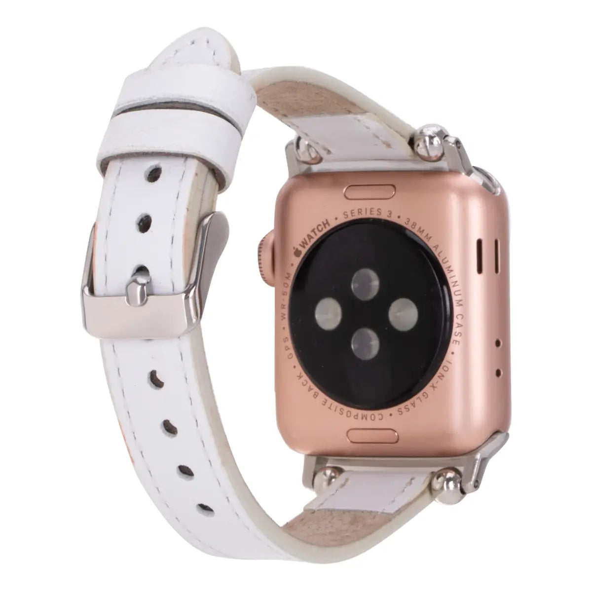 Premium White Leather Ultra Slim Apple Watch Band - Compatible with All Apple Watch Models - Elegant & Comfortable for Workouts, Office & Everyday Wear