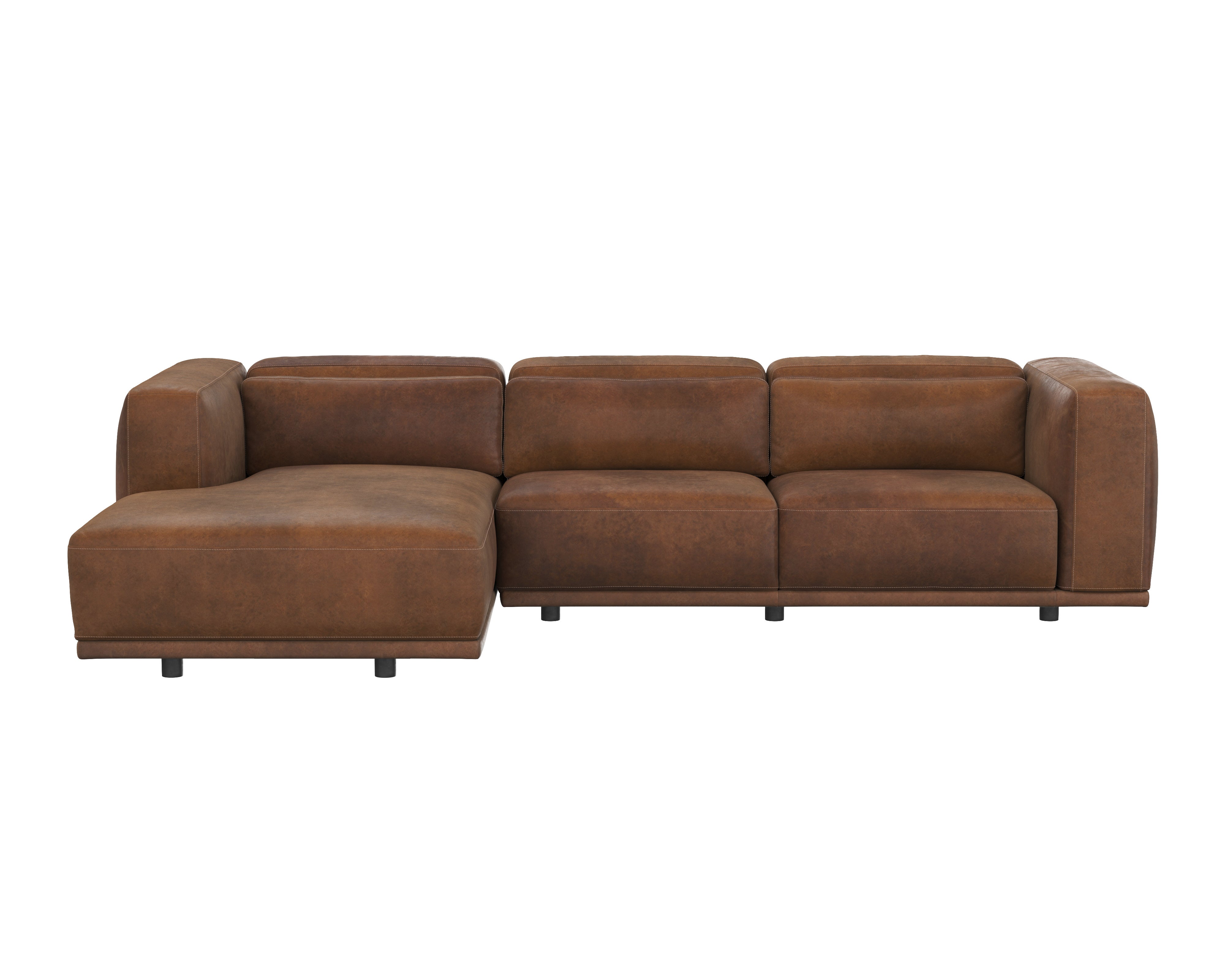 Beau Sofa Chaise in Luxurious Lucia Tobacco Leather - Modern Sectional Couch for Living Room, Lounge & Home Theater Seating
