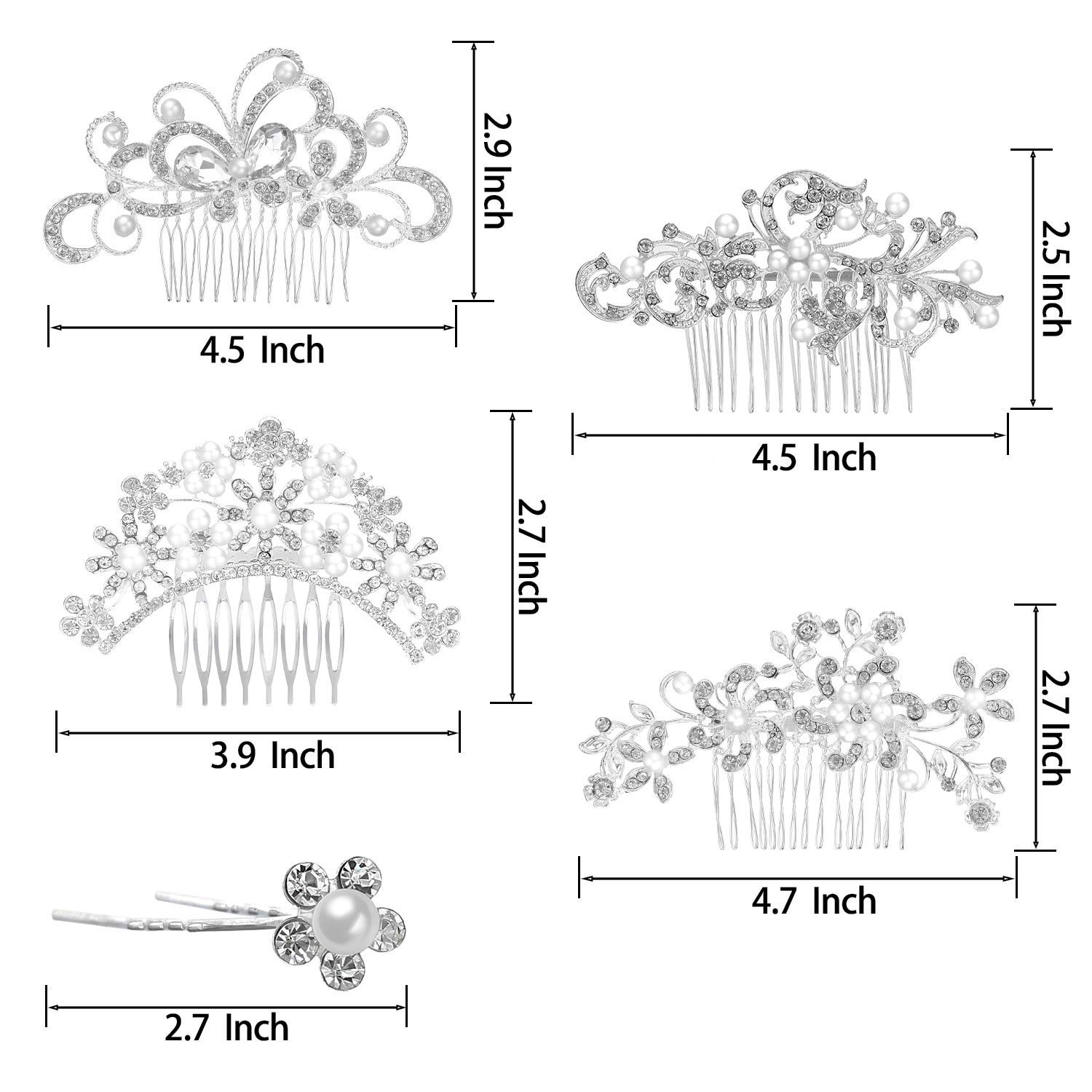 24-Piece Rhinestone Wedding Hair Comb Set with Pearl Hair Clips - U-Shaped Bridal Hair Pins for Brides & Bridesmaids - Perfect for Weddings, Prom, Parties & Special Occasions