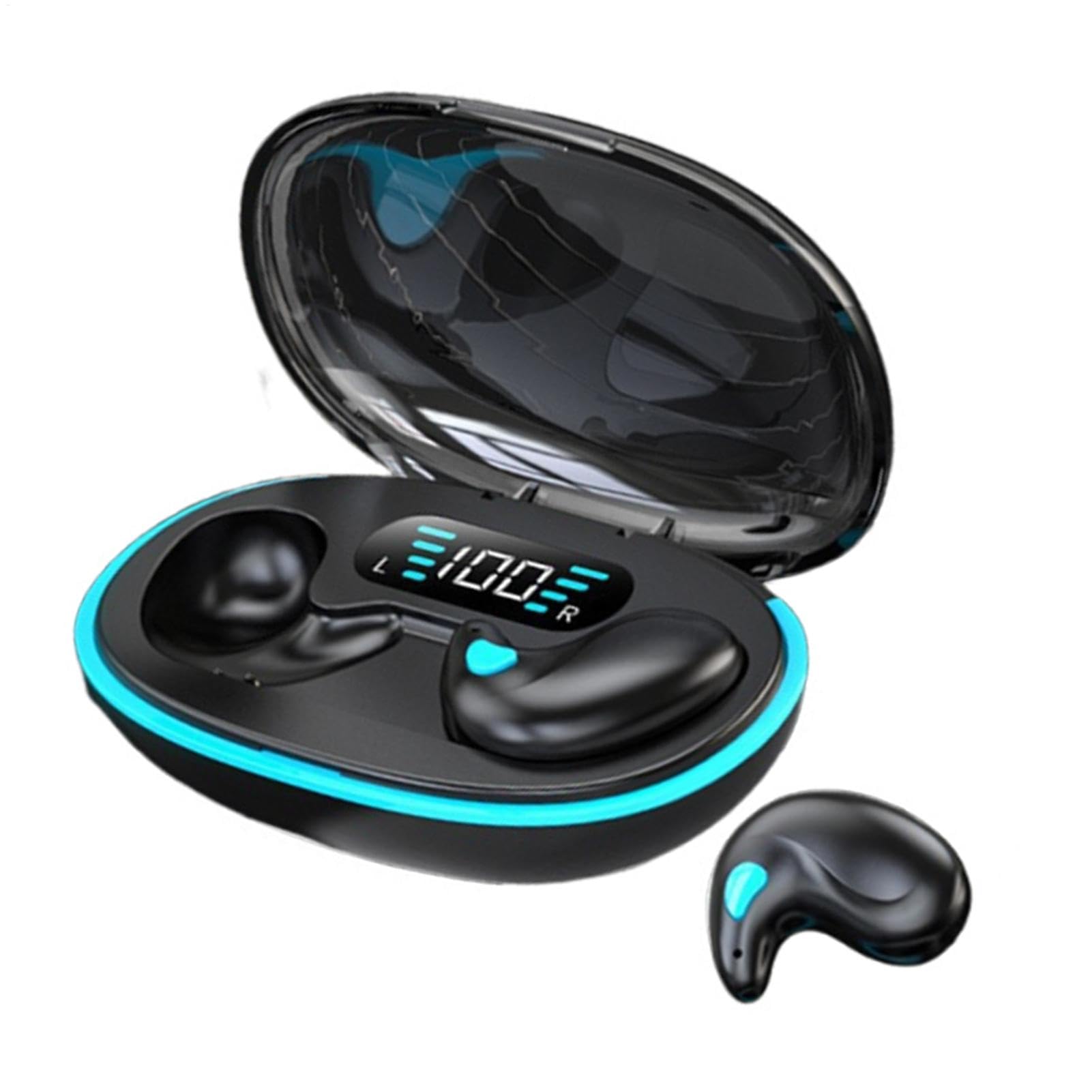 Wireless Bone Conduction Headphones for Sleeping - Bluetooth Earbuds with Noise Cancelling & Charging Case | Comfortable Side Sleeper Earphones for Fishing, Cycling, Running & Night Use