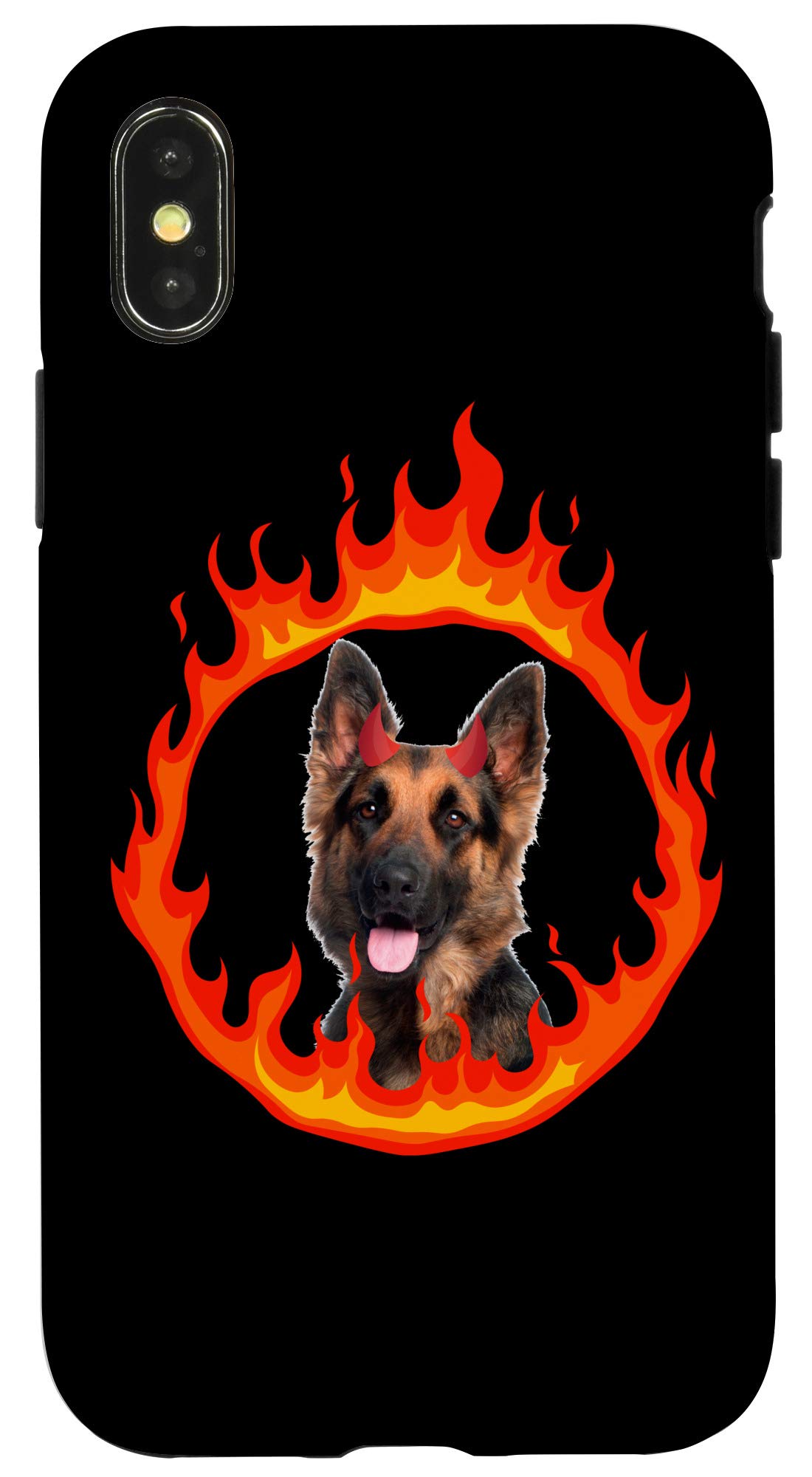 iPhone X/XS Devil Dog German Shepherd Phone Case - Durable Protective Cover for iPhone X/XS - Perfect for Dog Lovers, Military Enthusiasts & Outdoor Adventures