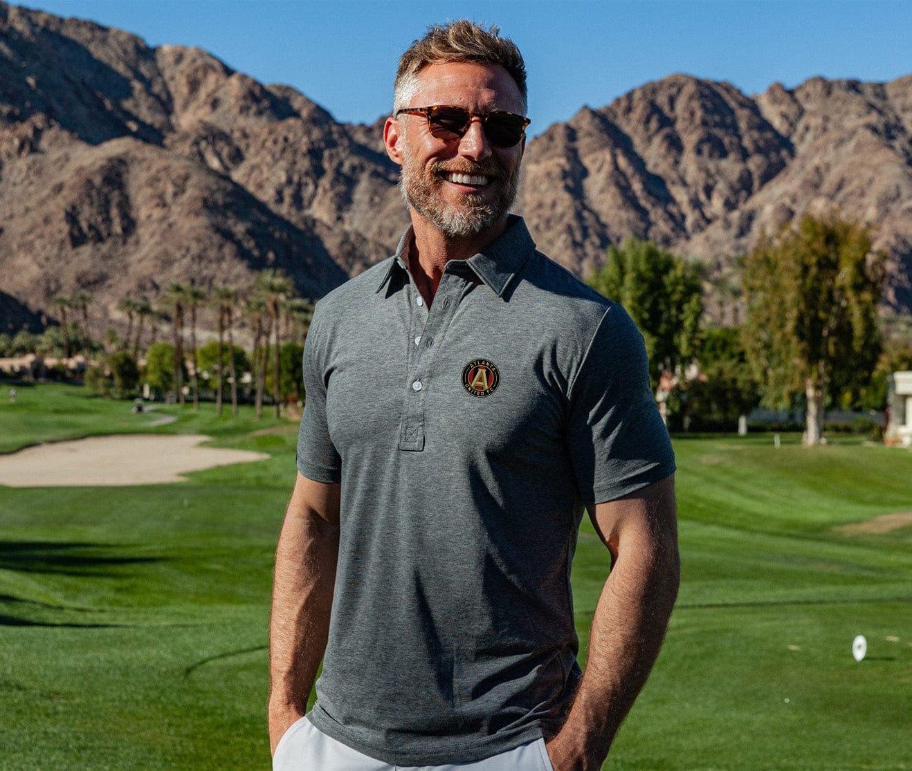 Atlanta United Performance Range Polo with Badge - Heather Gray | Breathable & Comfortable Soccer Jersey for Fans & Players | Perfect for Games, Training & Casual Wear