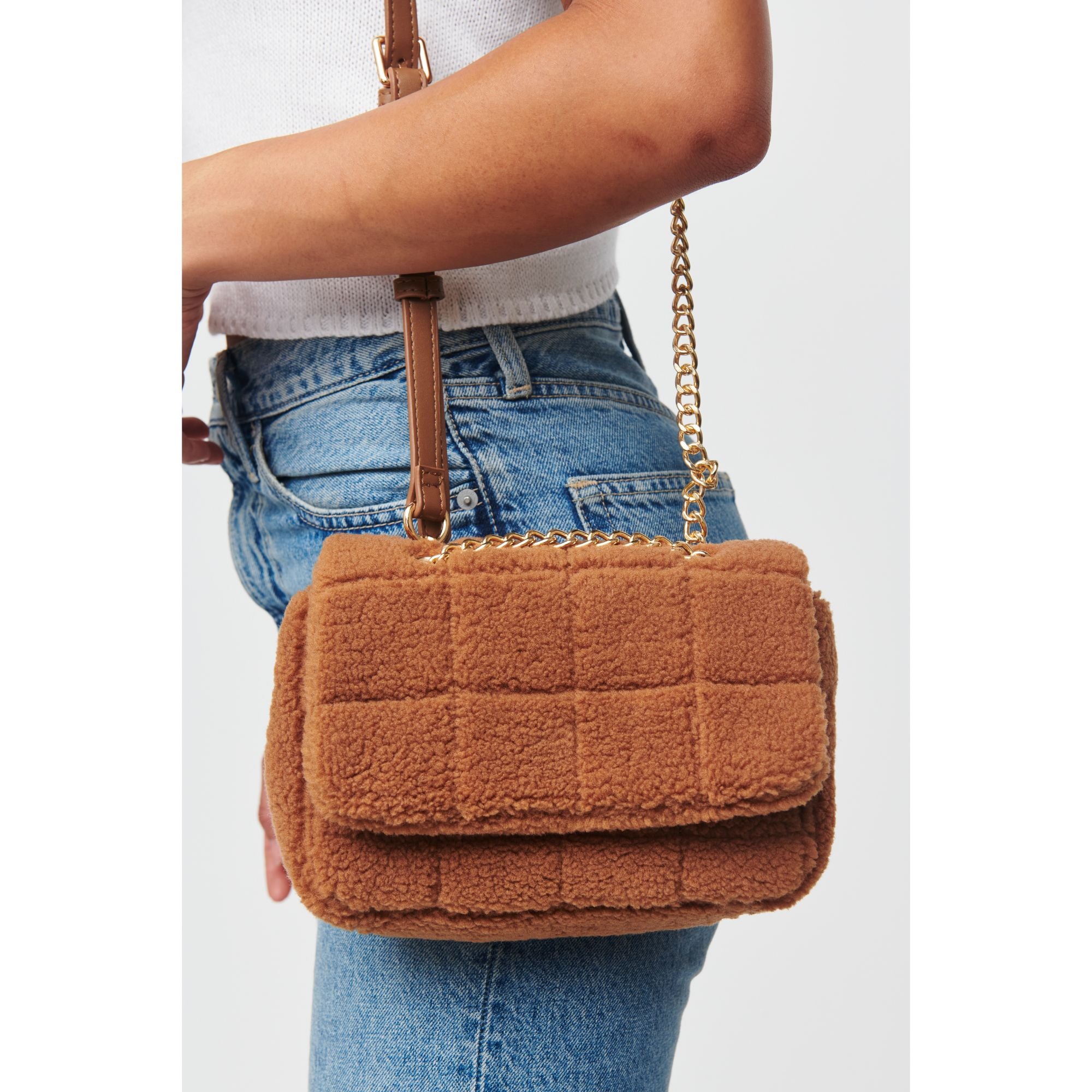 Ryeland Sherpa Crossbody Bag for Women - Soft Fleece Shoulder Purse with Adjustable Strap, Perfect for Travel, Shopping & Daily Use
