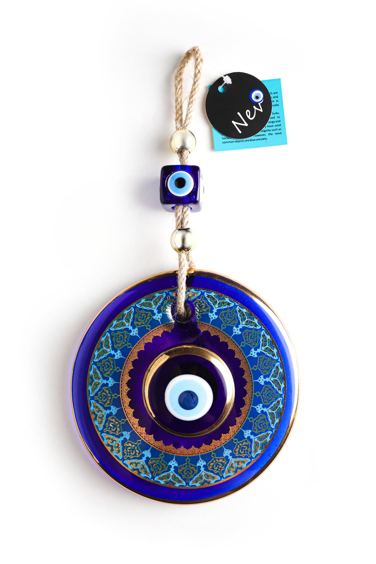 Evil Eye Wall Decor - 5.11 Inch Gold Frame with Intricate Motifs for Home Protection - Perfect for Living Room, Bedroom, or Office Spiritual Decor