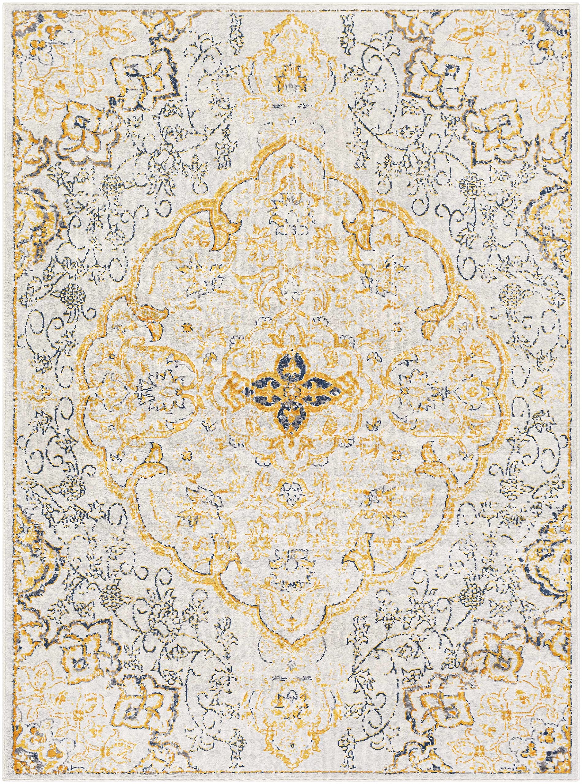 Premium Hauteloom Mehoopany Area Rug for Living Room & Bedroom - Traditional Design in Orange, Gray, Beige - 6'7