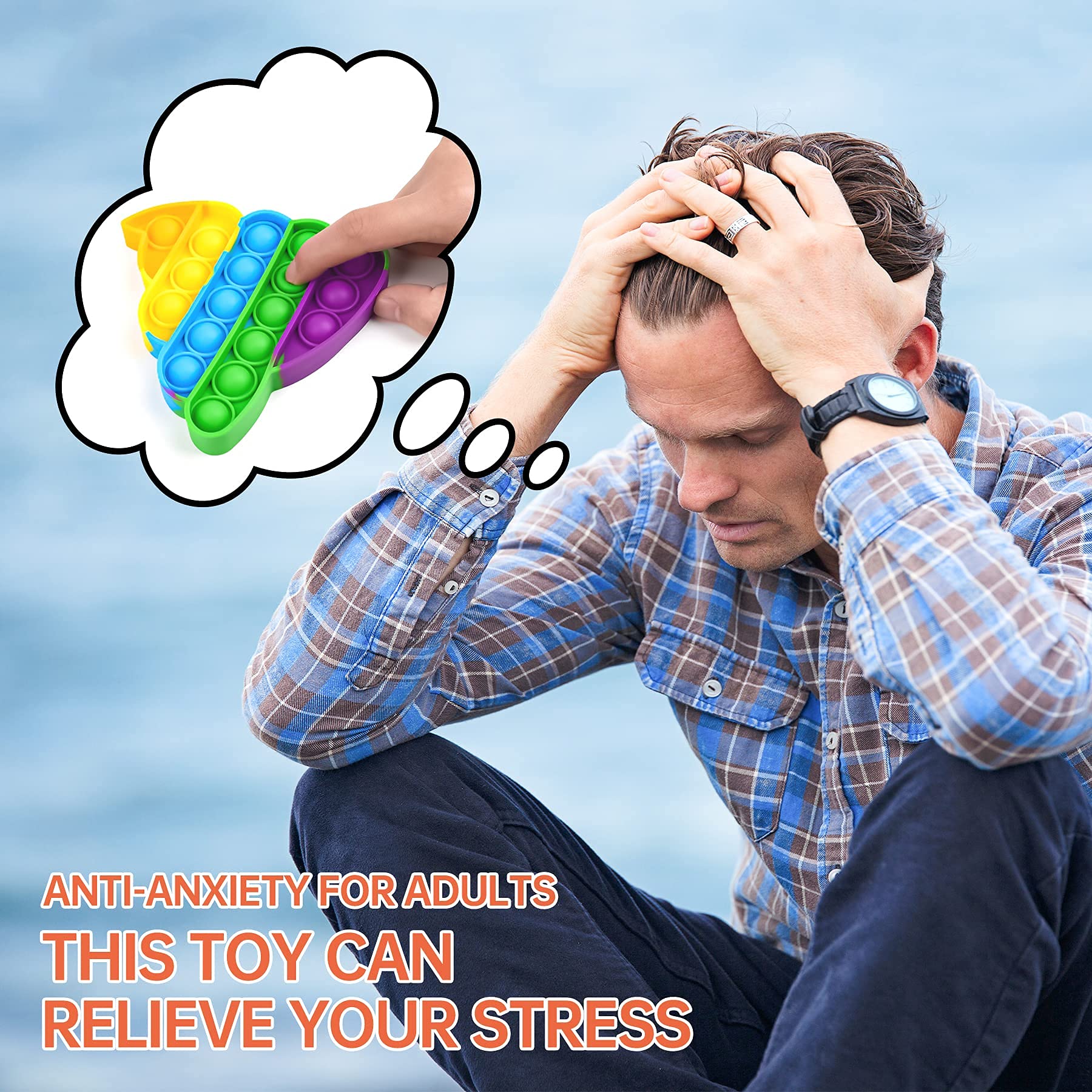 NiHealth Fidget Pack Push Pop Bubble Sensory Toy - Stress Relief & Anxiety Relief for Kids & Adults - Silicone Squeeze Popper Toy (Rainbow Poop) - Perfect for ADHD, Autism, Office & Classroom Focus