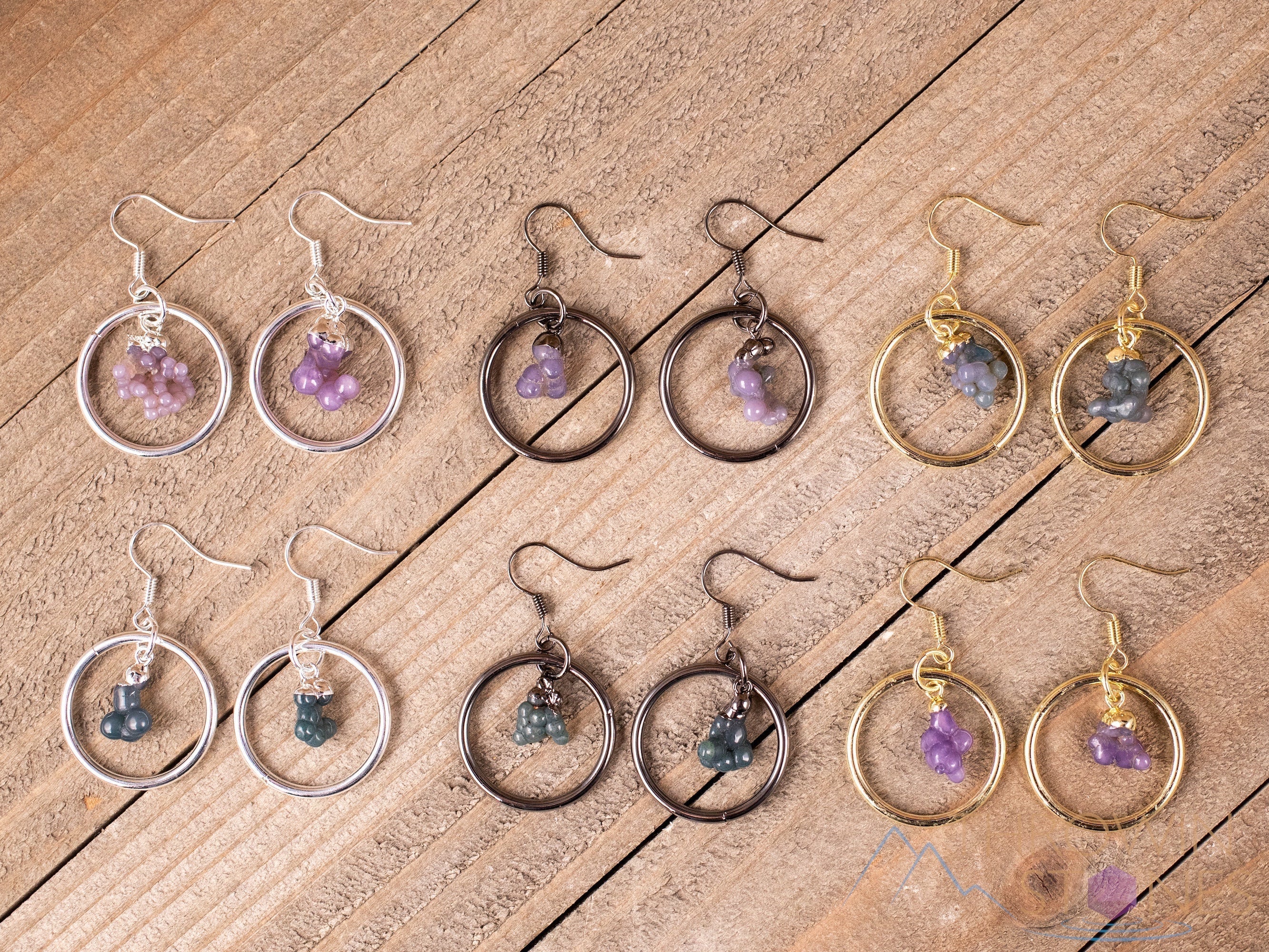 Grape Agate Crystal Hoop Earrings | Natural Gemstone Dangle Earrings | Handmade Jewelry for Women | Boho Chic Accessories | Perfect for Weddings, Parties & Everyday Wear (E1796)