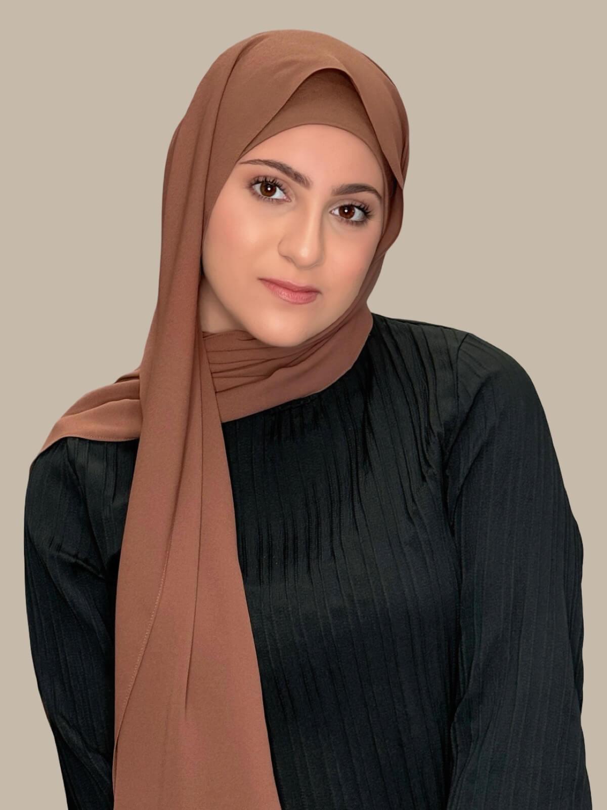 Stylish Cinnamon Chiffon Hijab Set for Women - Modest Fashion Scarf & Outfit Accessory for Daily Wear, Prayer, and Special Occasions