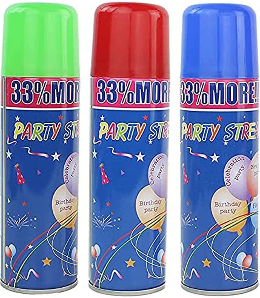 Original Party Streamer Spray Can - 3 Pack (Assorted Colors) for Birthday Celebrations, Weddings & Festive Events