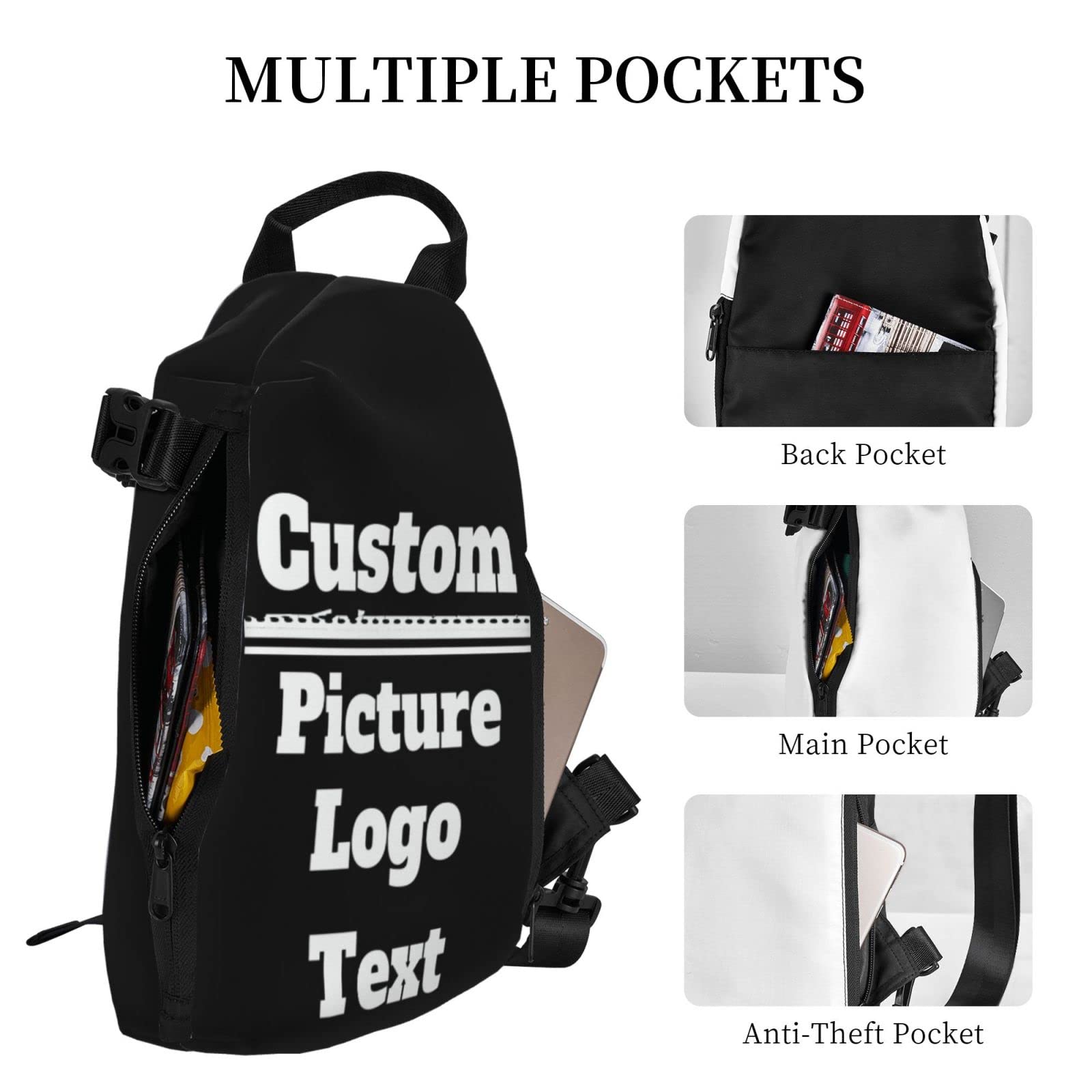 Custom Crossbody Chest Bag - Personalized Design Sport Shoulder Bag for Men | Add Your Own Photo & Design | Perfect for Gym, Travel & Everyday Use