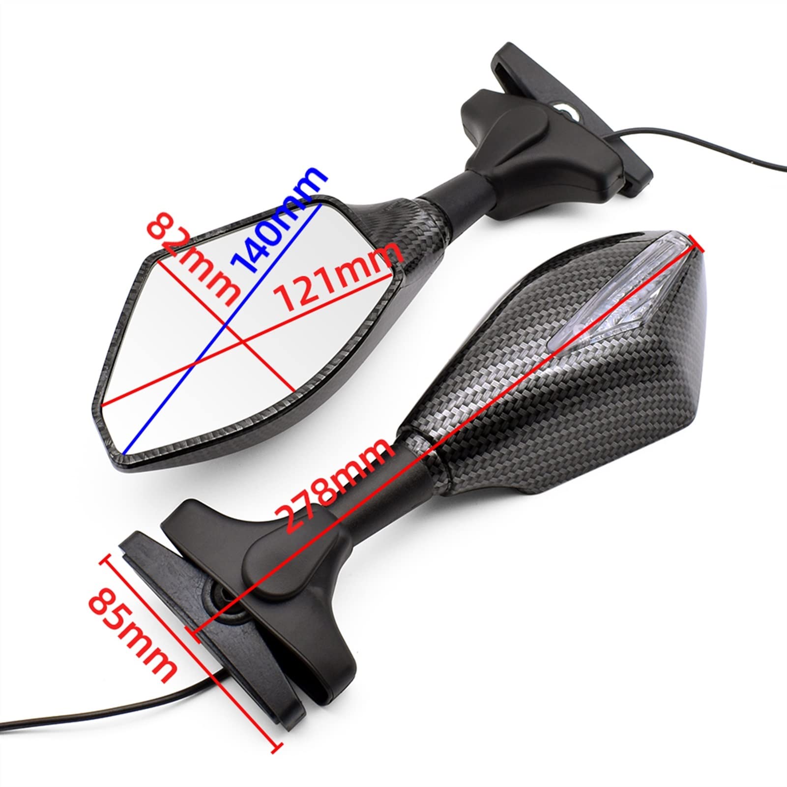 LED Motorcycle Rearview Mirrors with Turn Signals - Universal Fit for Suzuki GSF600 Bandit, Burgman 400, GS1000, GS500E - Enhanced Safety & Visibility for Night Riding & City Commuting