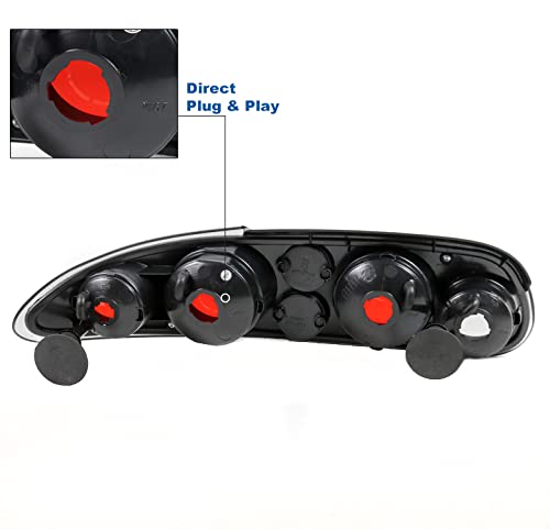 Black/Smoke Tail Brake Lights Rear Lamps for 1993-2002 Chevy Camaro - LED Replacement for Enhanced Visibility & Safety at Night Driving