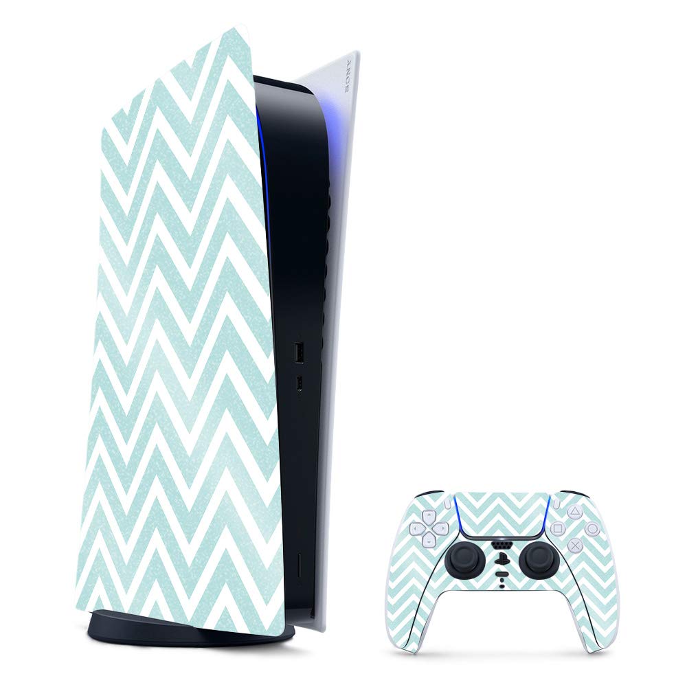 MightySkins Glitter PS5 Skin - Aqua Chevron | Gaming & Protection | Made in USA