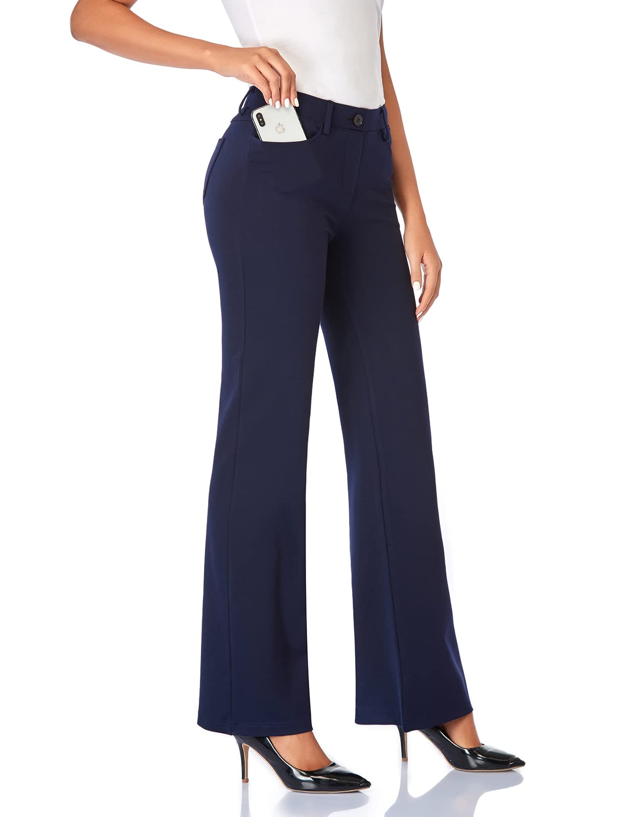 Tapata Women's Stretchy Bootcut Dress Pants with Pockets - 28''/30''/32''/34'' Inseam for Tall, Petite & Regular Sizes - Comfortable Office Work Business Casual Pants for Professional Women