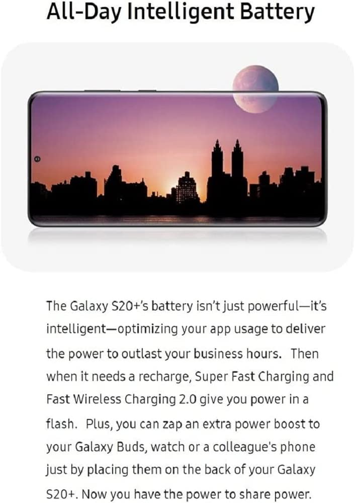 Samsung Galaxy S20+ 5G Smartphone - US Version 128GB Cloud Blue (Renewed) | Unlocked GSM Android Phone for AT&T, T-Mobile | Perfect for Streaming, Gaming & Business Use