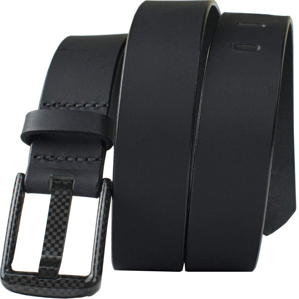Premium Carbon Fiber Wide Pin Full Grain Leather Belt - Non-Metal, USA Made, TSA Friendly, Nickel Free Buckle | Durable Dress Belt for Business, Travel & Formal Occasions