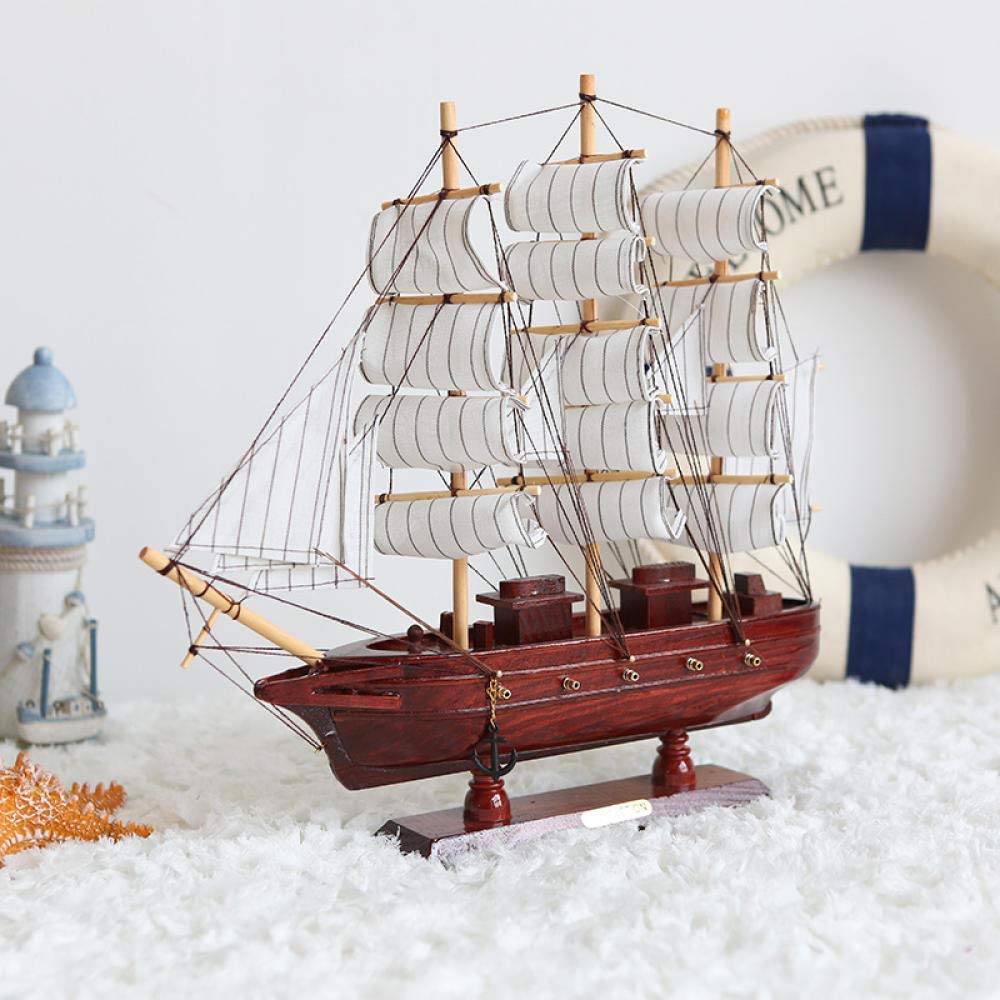 JHSHENGSHI Solid Wood Handcrafted Sailboat Model - Realistic Wooden Ship Decor for Home, Office & Gifts | Perfect for Nautical Themed Decor, Collectors & Wedding Centerpieces