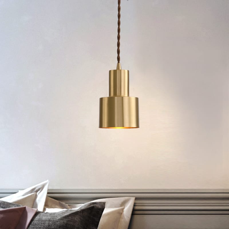 HULDA Brass Pendant Light - Vintage Industrial Ceiling Fixture for Kitchen Island, Dining Room & Bedroom Lighting