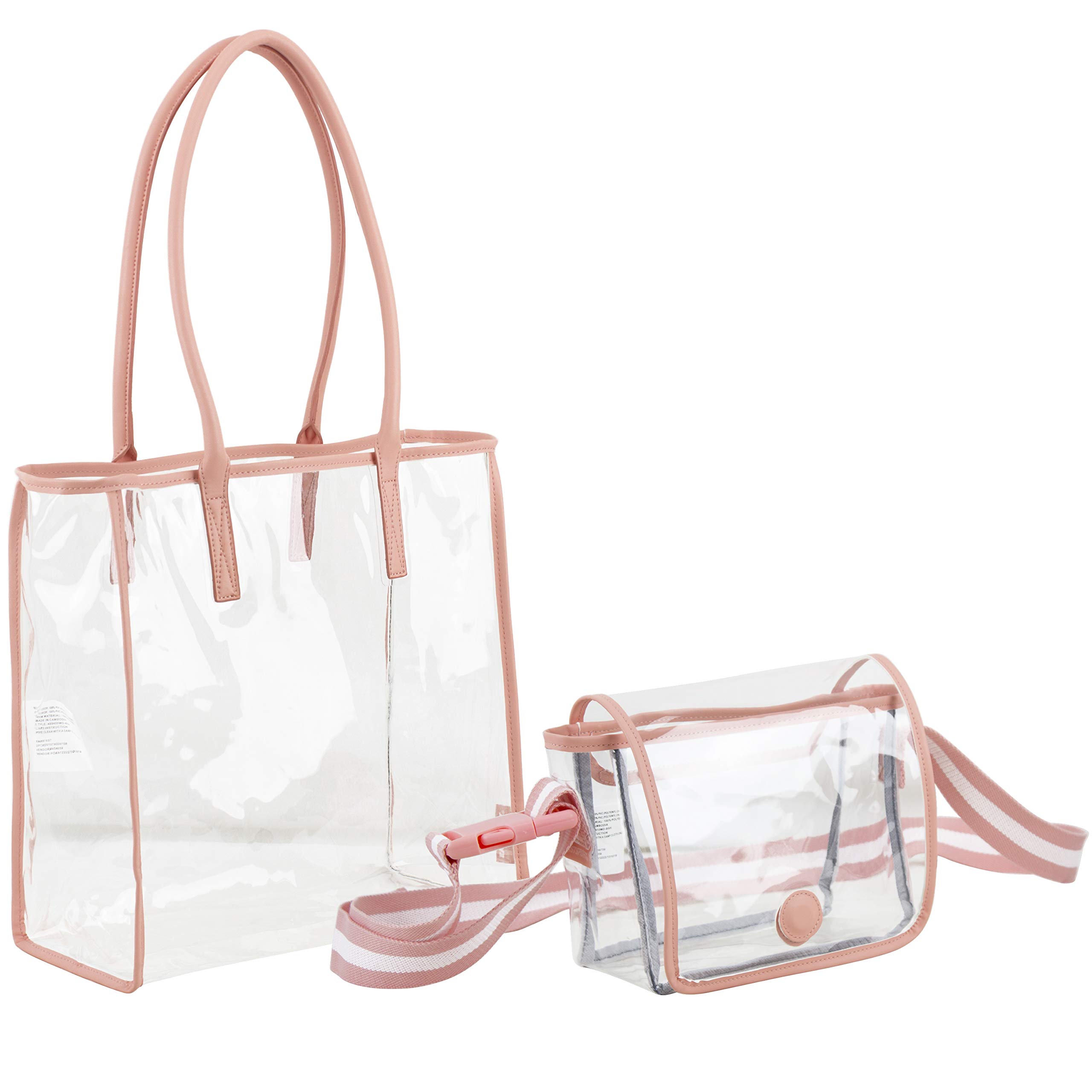 EastSport Clear PVC Transparent Handbag Bundle Set - Heavy Duty See-Through Daypack & Tote Bag for College, Workplace | Perfect for School, Travel, Concerts & Security Checkpoints
