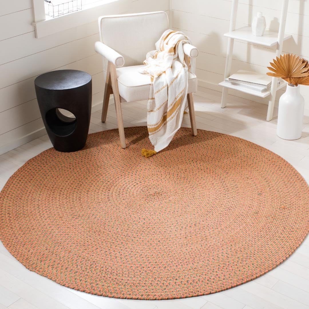 SAFAVIEH Braided Collection 6-Foot Round Reversible Cotton Area Rug - Handmade Country Cottage Style for Living Room, Bedroom & Nursery Decor | BRD166A