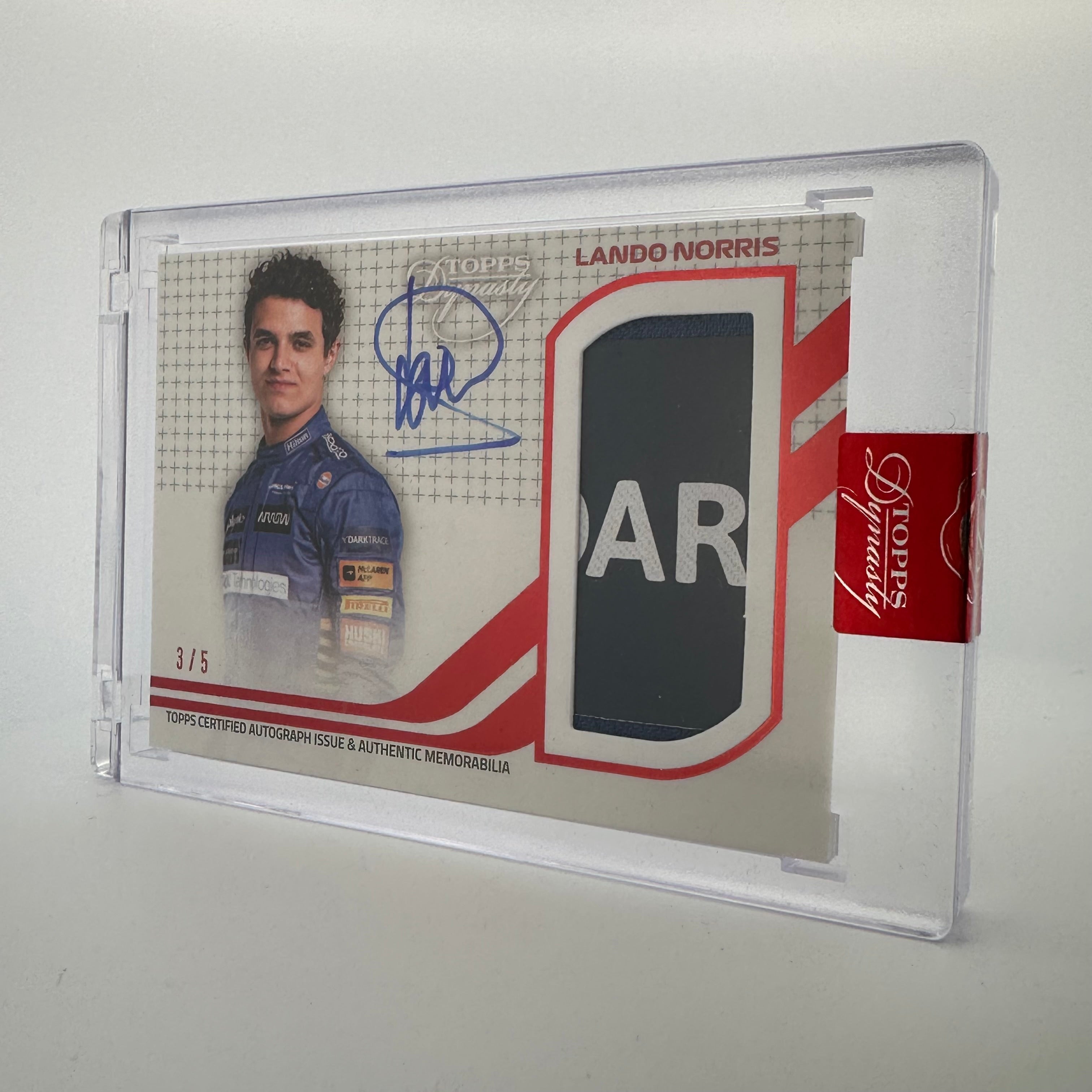 2021 Lando Norris Dynasty Autograph Patch #DAP-LNI - 3/5 Red - Limited Edition F1 Racing Collectible for Display & Investment