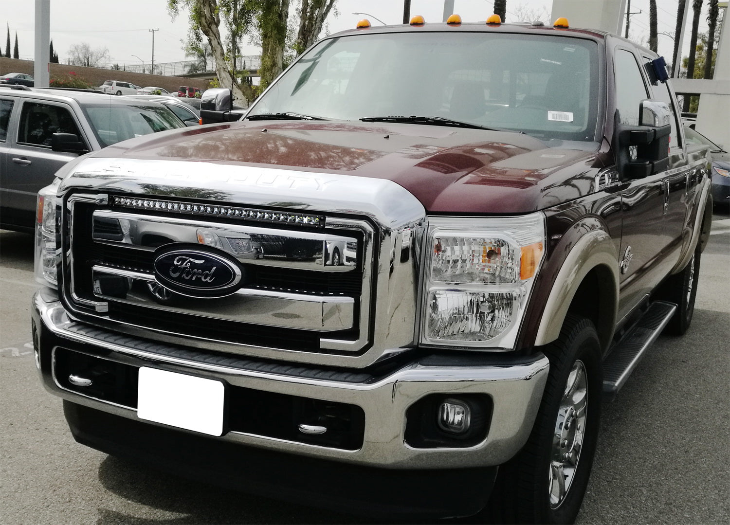 150W 30-Inch LED Light Bar with Behind Grille Mount Bracket & Wiring Kit - Compatible with 2011-2016 Ford F250 F350 Super Duty Trucks - Perfect for Off-Roading, Camping & Night Driving