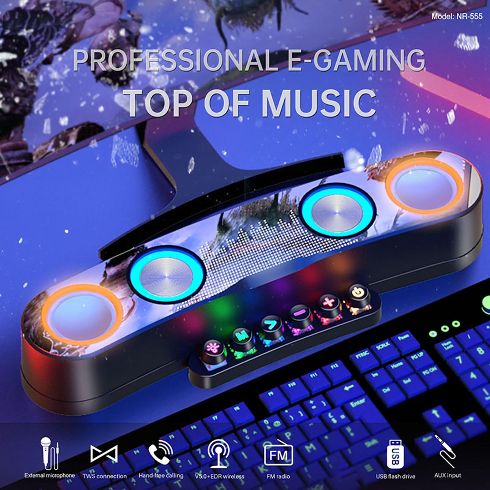 Plyisty RGB Gaming Computer Speakers with AUX, USB, TF Card Support - Premium PC Soundbar for Desktop & Laptop - Perfect for Gaming, Movies & Music Streaming
