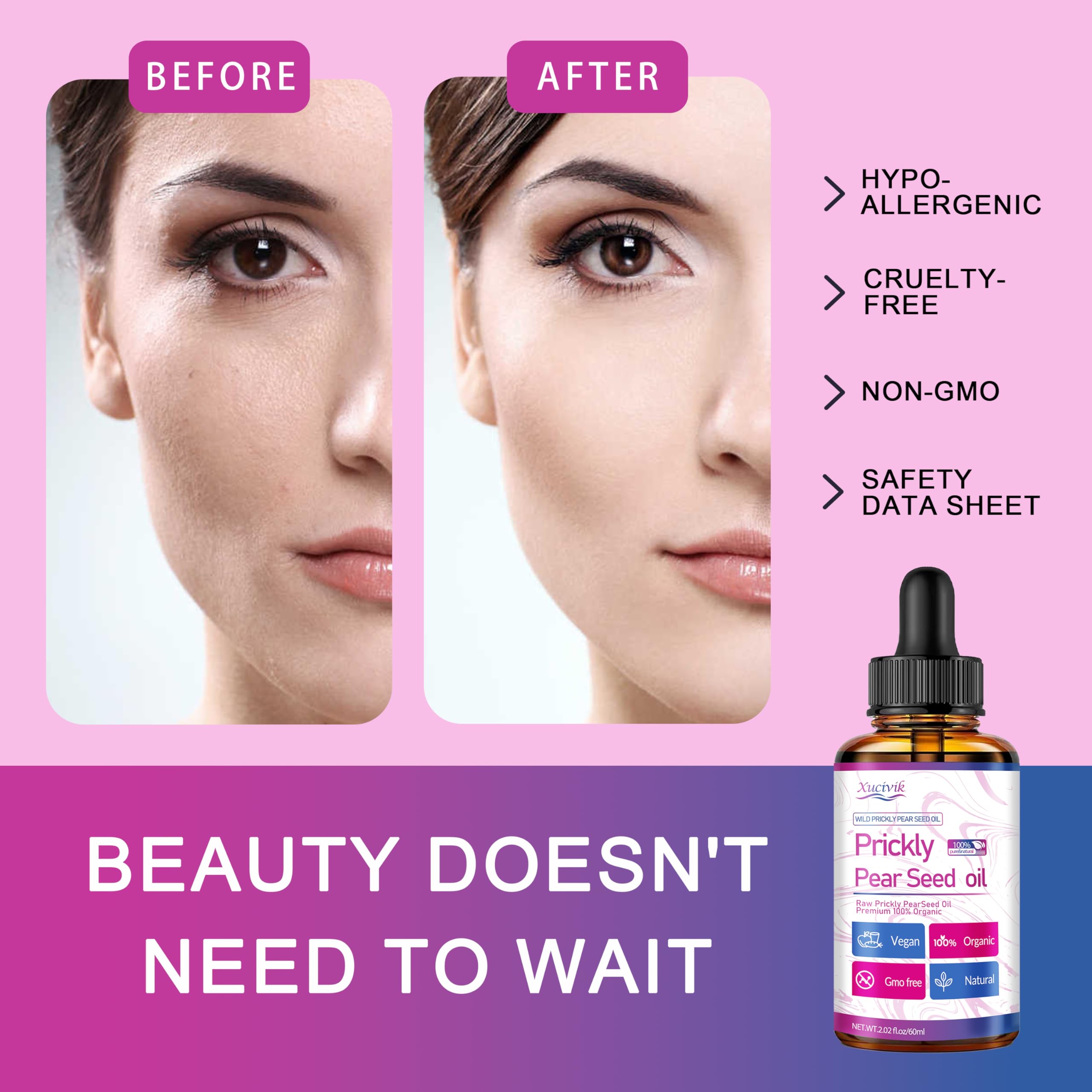 100% Pure Organic Prickly Pear Seed Oil - Advanced Moisturizing & Anti-Aging Facial Oil for Radiant Skin, Reduces Fine Lines & Wrinkles, Restores Elasticity - Natural Treatment for Hair & Nails - 60ml - Perfect for Night Routine, Dry Skin Care & DIY Beauty Recipes