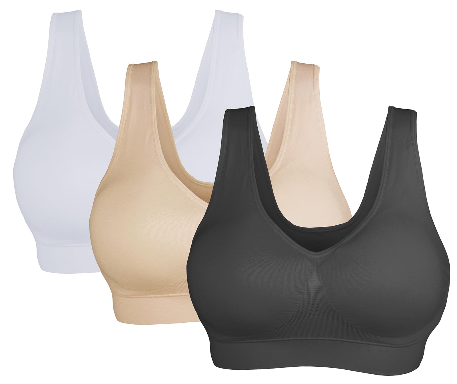 Seamless Yoga Bras for Women - Low Impact Workout & Running with Removable Pads - Perfect for Fitness & Sports