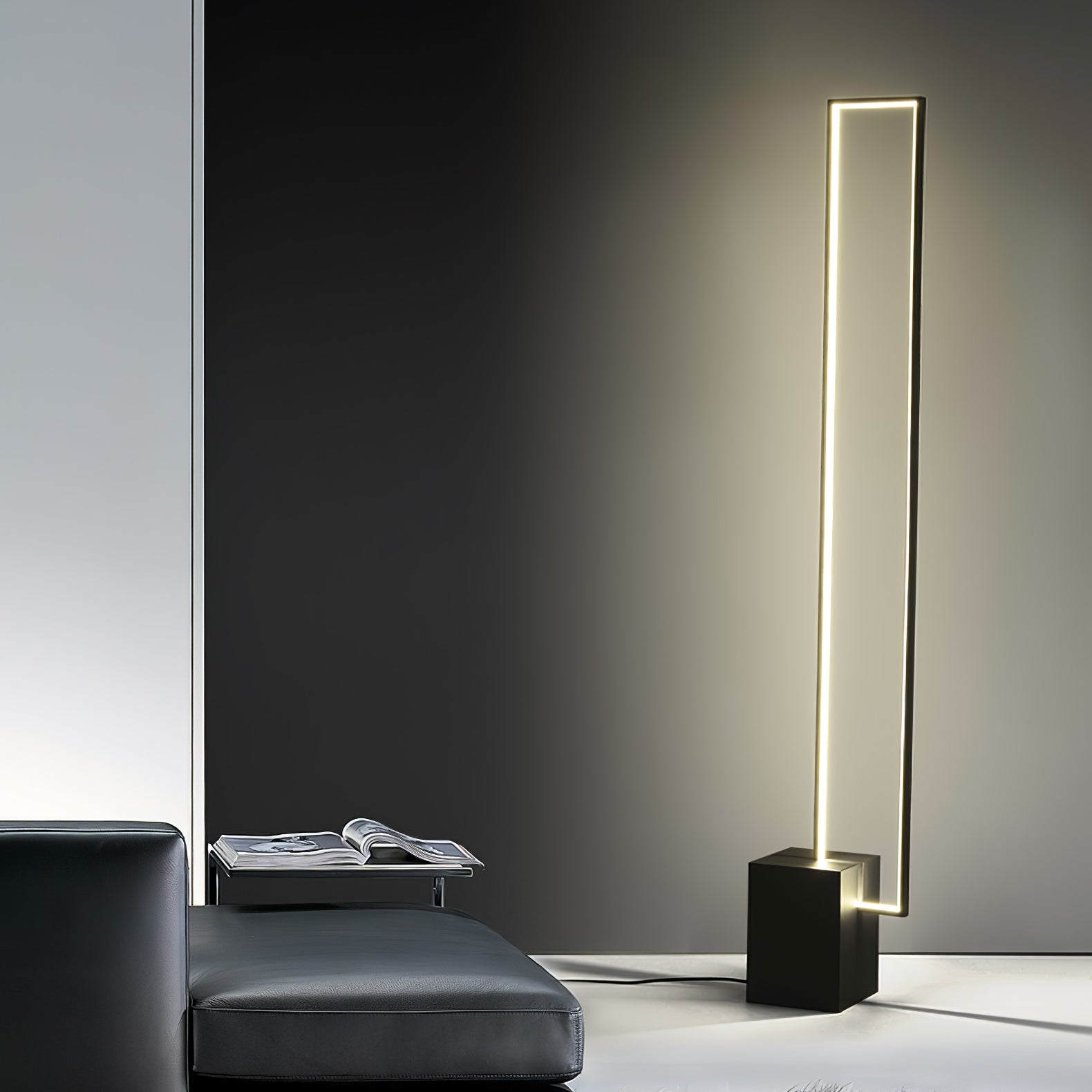 Modern Edge Floor Lamp - Adjustable LED Standing Light for Living Room, Bedroom & Office - Dimmable Brightness, Energy Efficient Lighting for Reading, Relaxing & Working