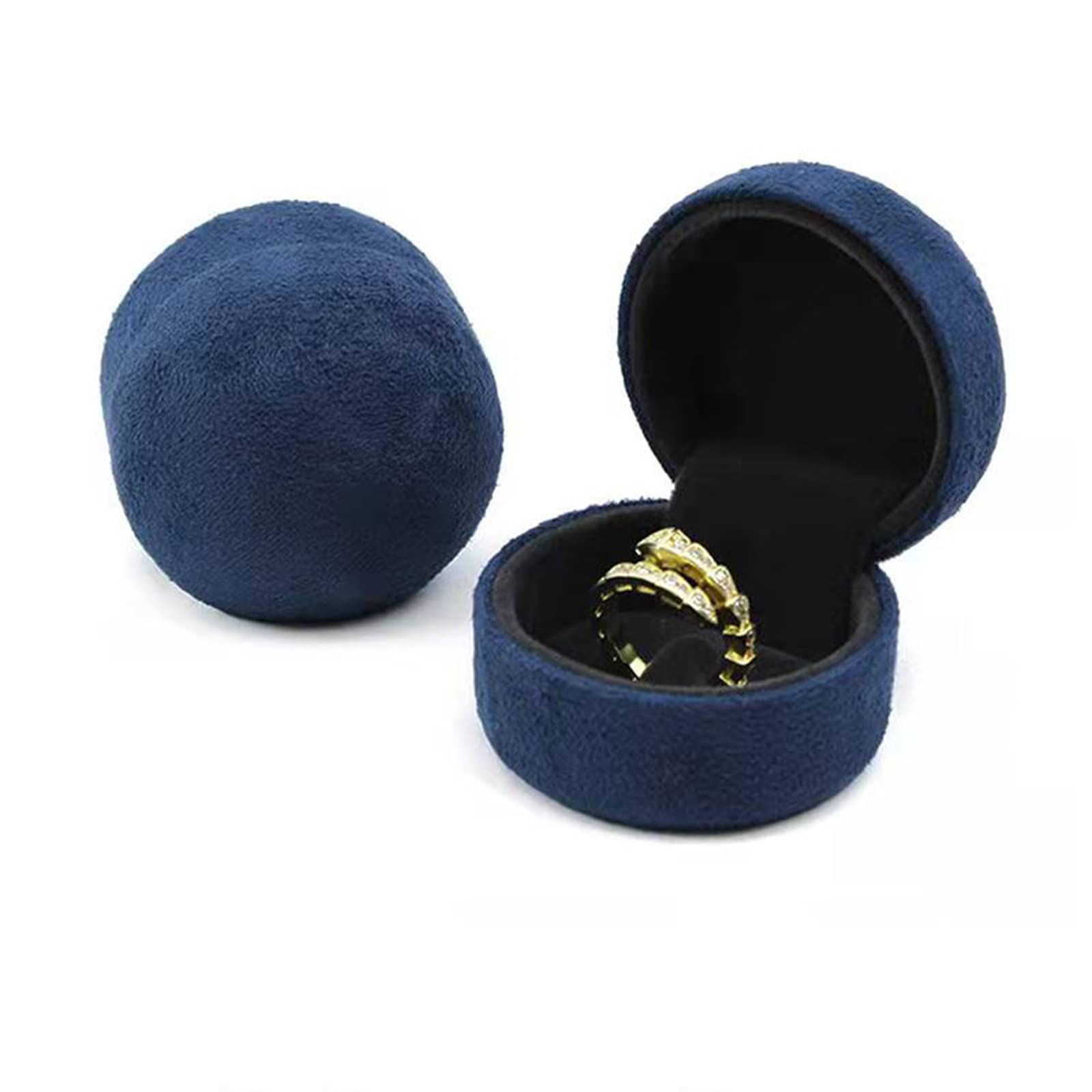 Velvet Jewelry Box Set - Single Ring Gift Box for Engagement, Wedding, Proposal, Birthday & Anniversary - Premium Blue Velvet Ring Case - Perfect for Proposal Surprises, Bridal Jewelry Storage & Romantic Gift Giving