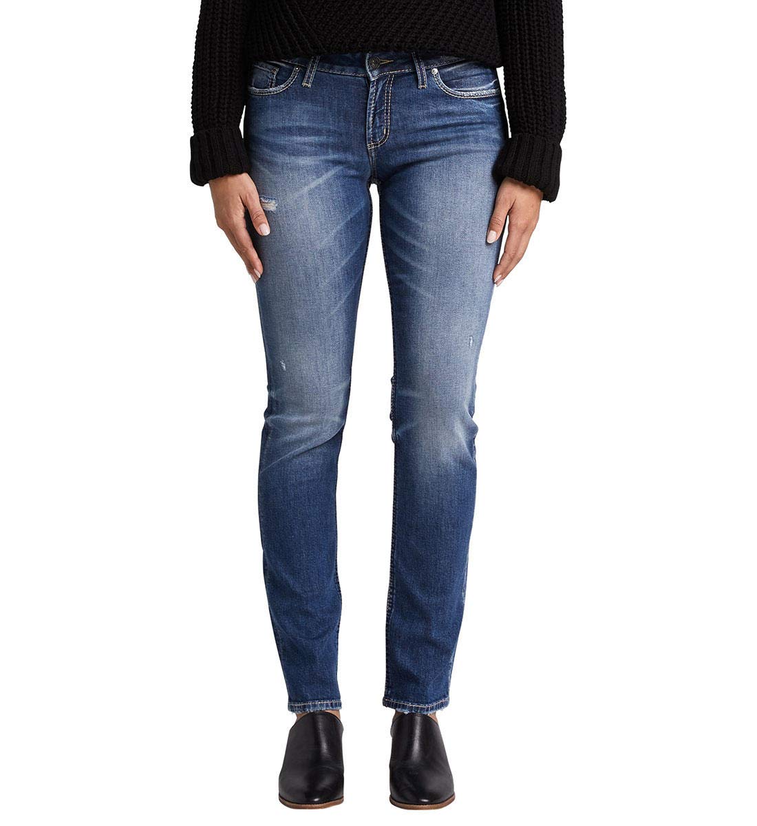 Silver Jeans Co. Women's Suki High Rise Slim Leg Jean - Comfortable Stretch Denim Pants for Casual Wear & Everyday Outfits