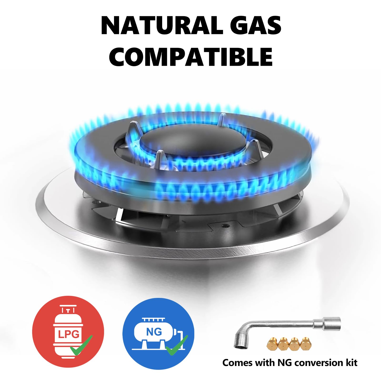 23 Inch 4 Burner Gas Stove Top - 27,400 BTU NG/LPG Convertible Stainless Steel Cooktop with Thermocouple Protection | Perfect for Outdoor Kitchen, Camping, RV Trips & Backyard BBQs