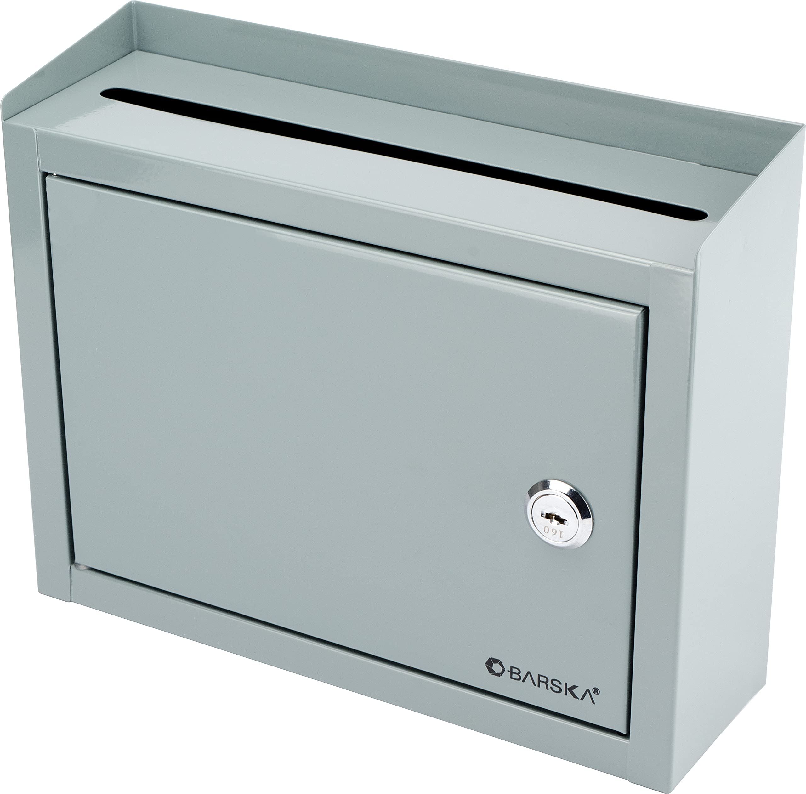 Barska Wall Mount Multi-Purpose Locking Mail Drop Box with Key Lock - Secure Mailbox for Home, Office & Classroom - Perfect for Package Delivery, Documents & Confidential Mail Collection