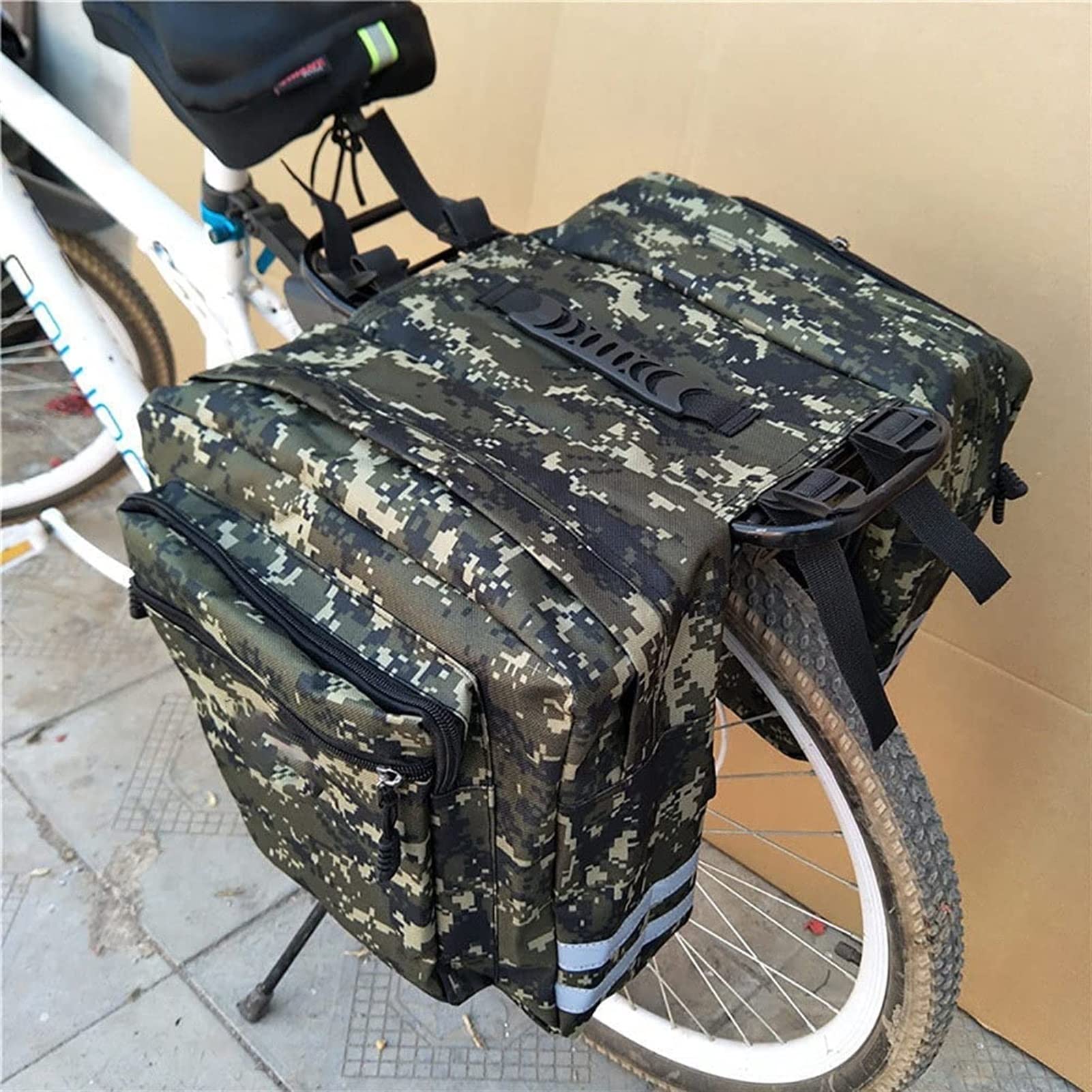 Universal Mountain Road Bike Bags - 2 in 1 Camo Trunk Bags for Cycling, Double Side Rear Rack Pannier Pack, Multifunctional Luggage Carrier (Green) - Perfect for Commuting, Touring & Outdoor Adventures