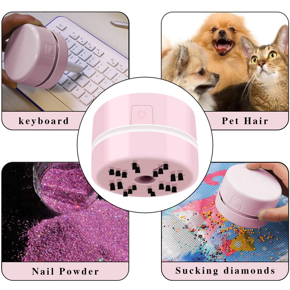 Premium Diamond Tools & Accessories - Handheld Mini Vacuum Cleaner for Desk, Jewelry & Diamonds (Pink) | Perfect for Home Office, Crafting & Jewelry Cleaning